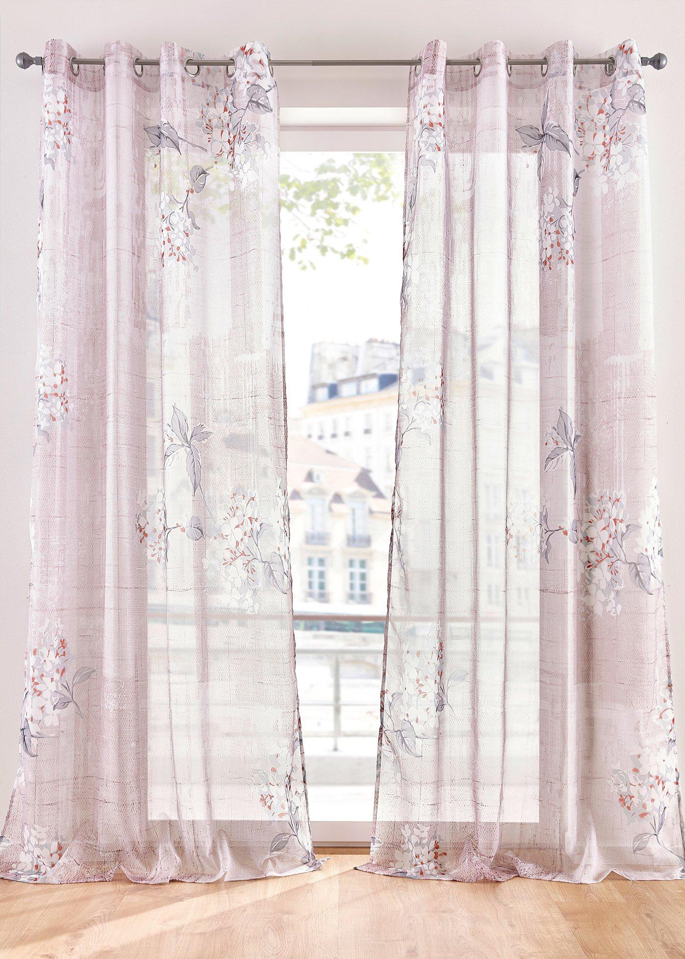 Voilage à imprimé floral (1 pce.)