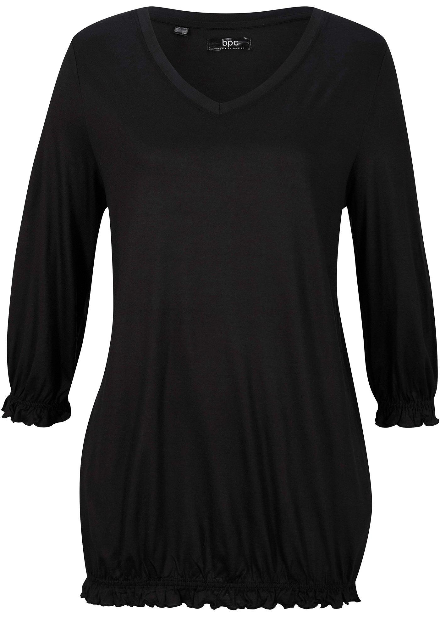 T-shirt en viscose avec volants, manches 3/4