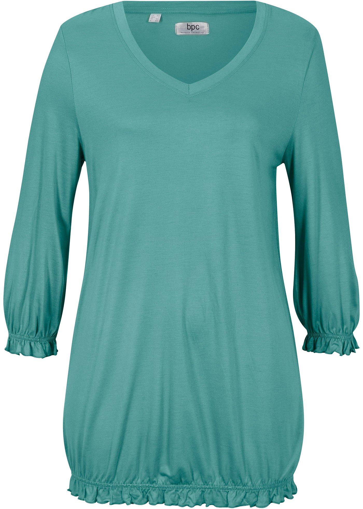 T-shirt en viscose avec volants, manches 3/4