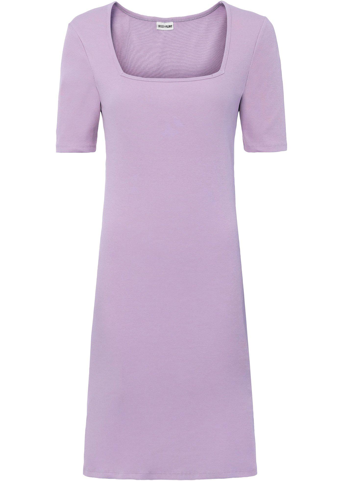 Robe en jersey côtelé manches 1/2