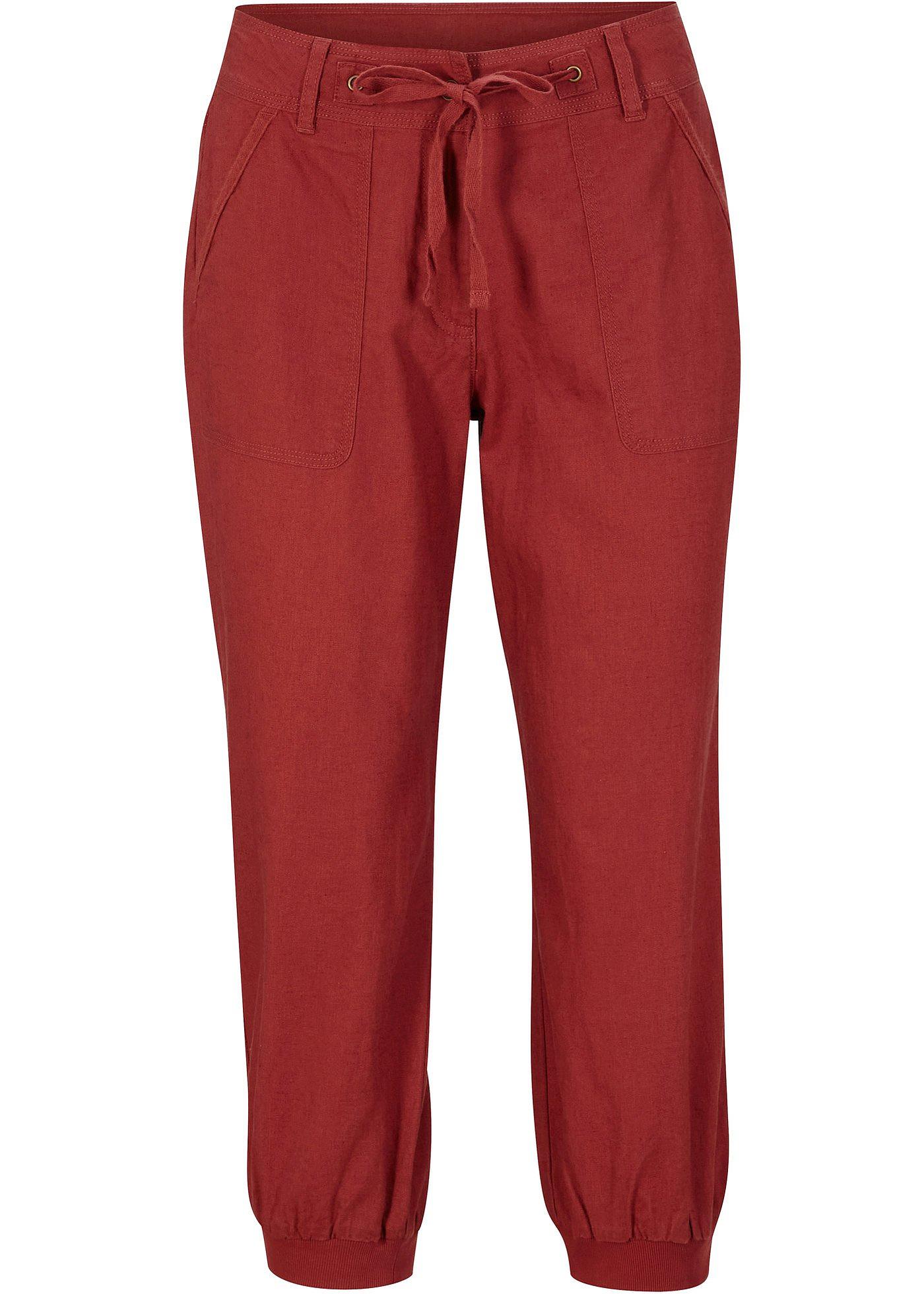 Pantalon en lin 3/4 avec taille confortable, Loose-Fit