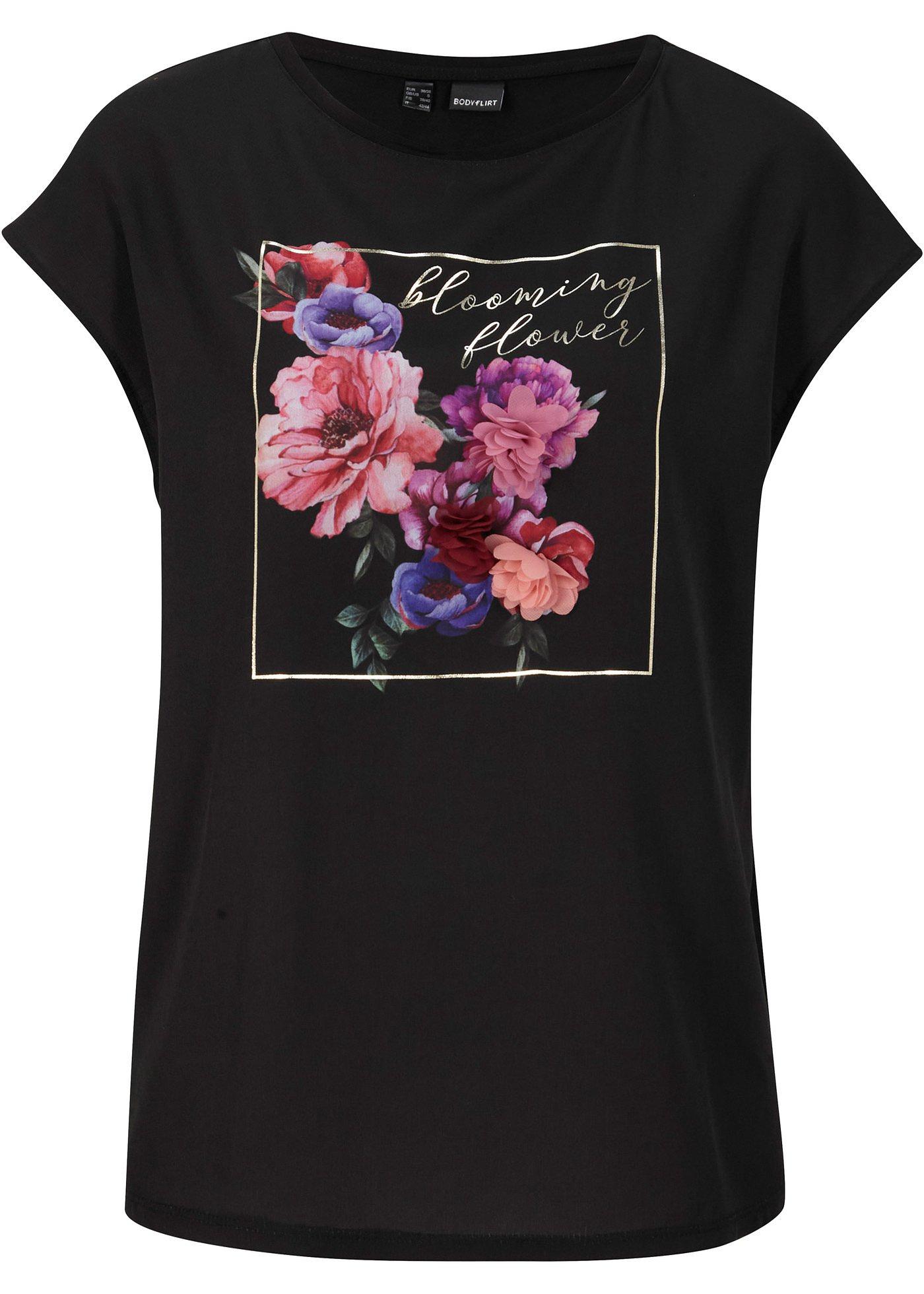 T-shirt avec empiècement tissé et application