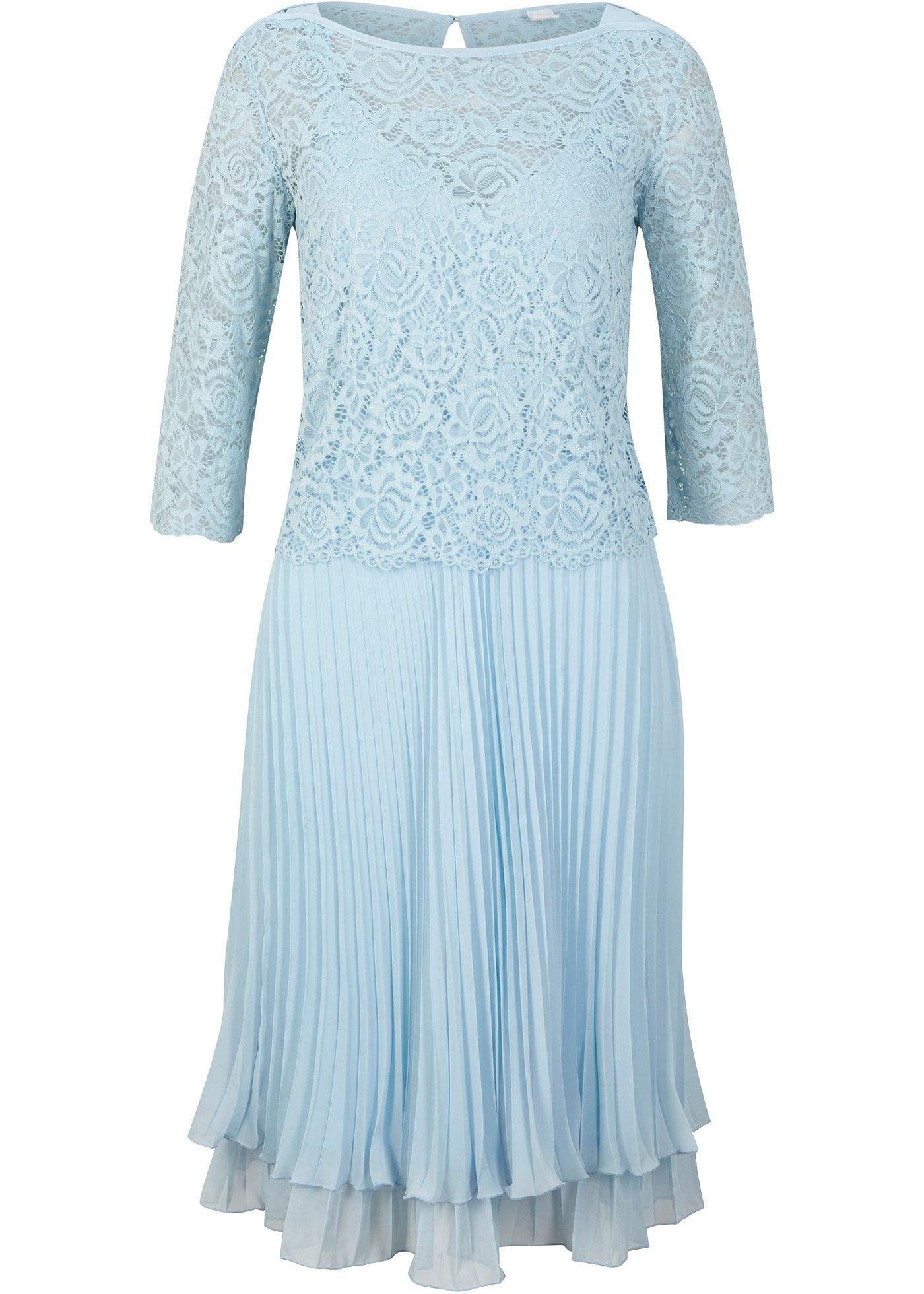 Robe en chiffon (Ens. 2 pces.) avec dentelle et plissé