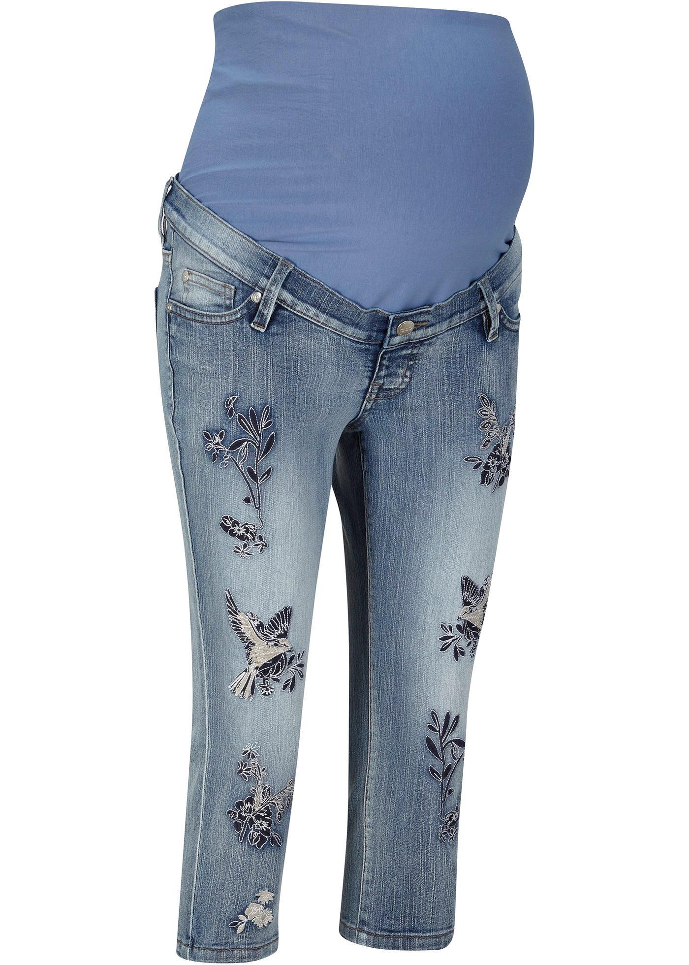 Corsaire de grossesse en jean avec broderie