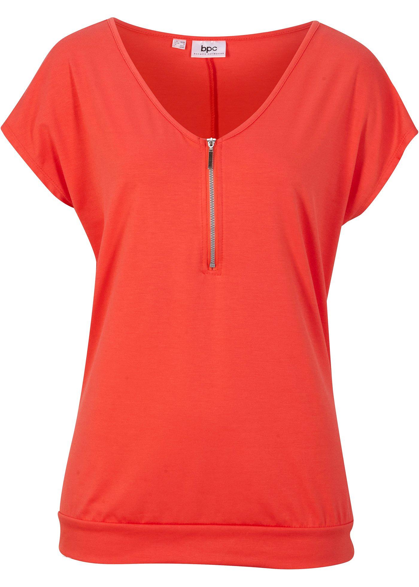 T-shirt avec zip, manches courtes