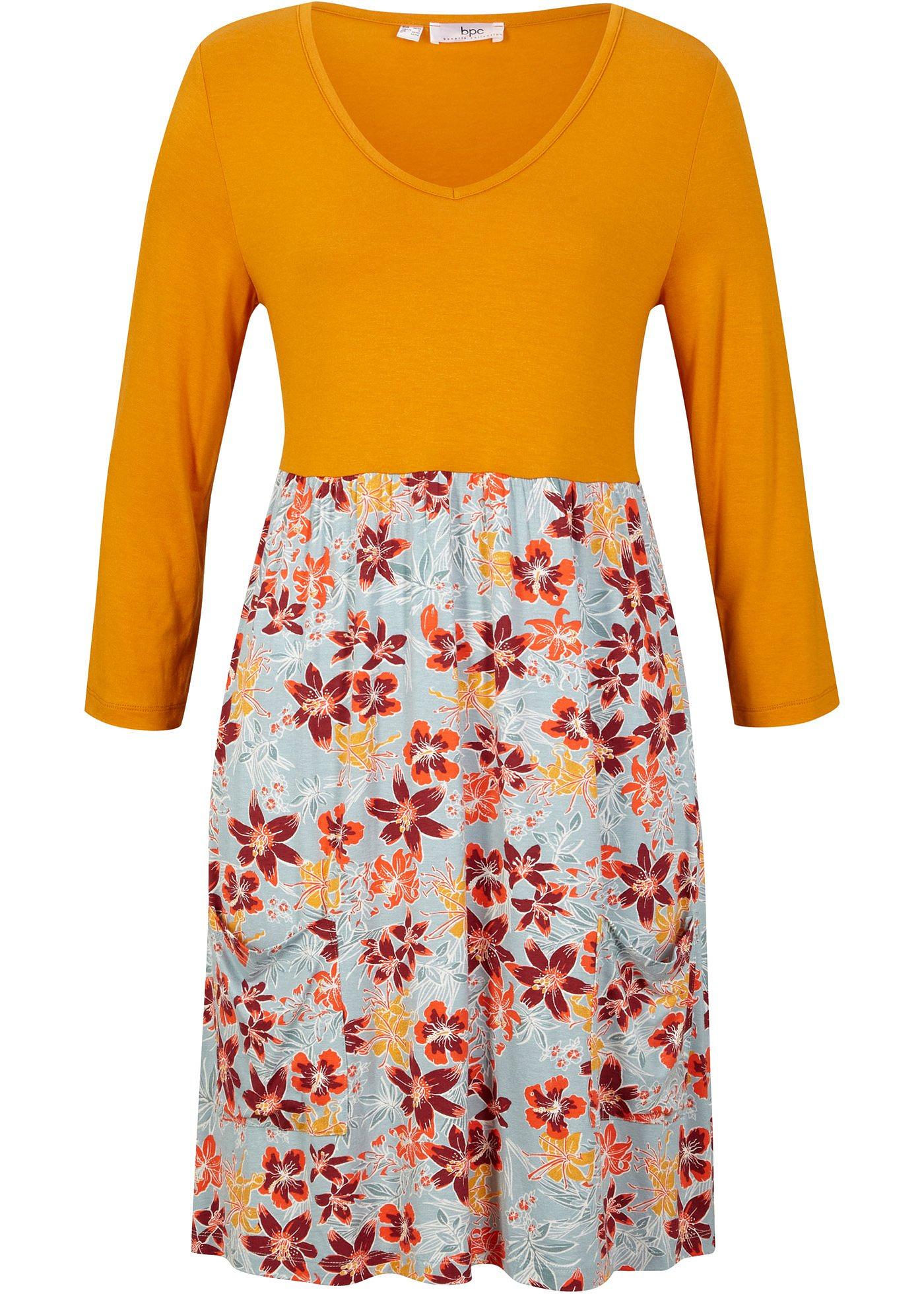 T-shirt tunique long avec poches, manches 3/4