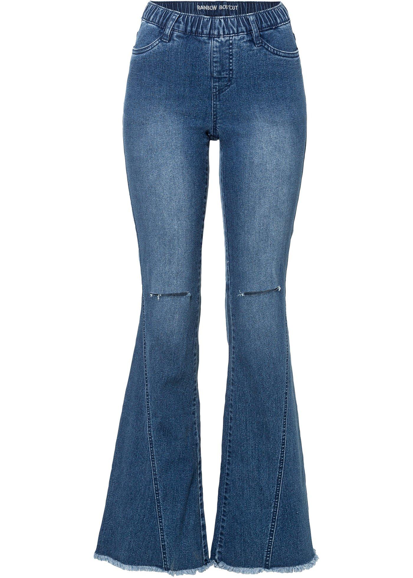 Jean évasé avec effets destroyed