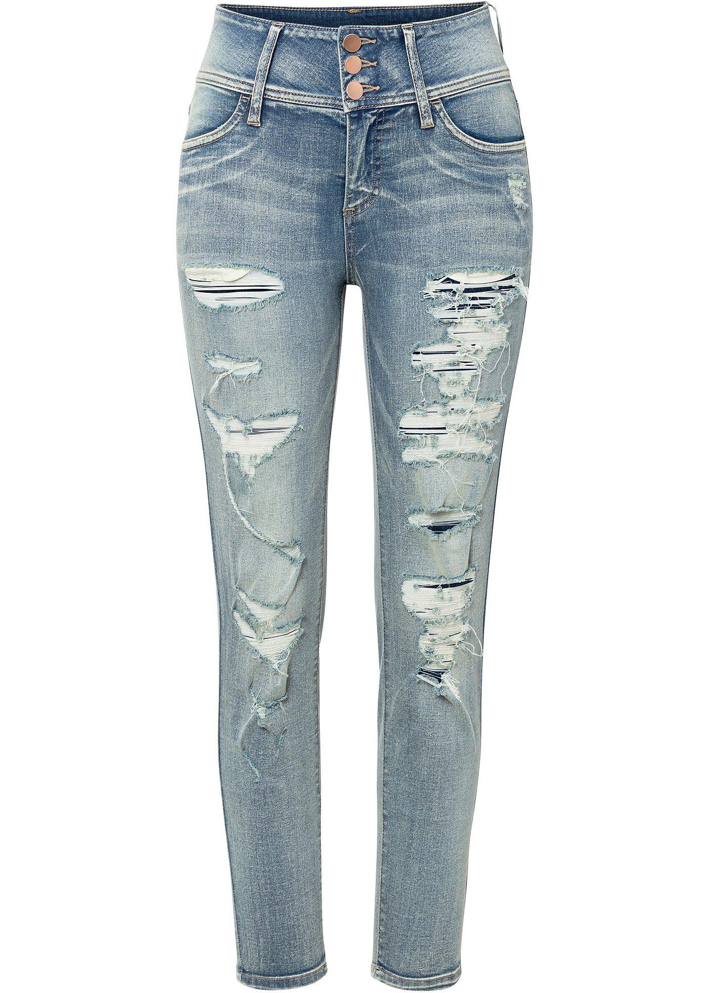 Image de Jean Skinny taille haute avec effets destroyed