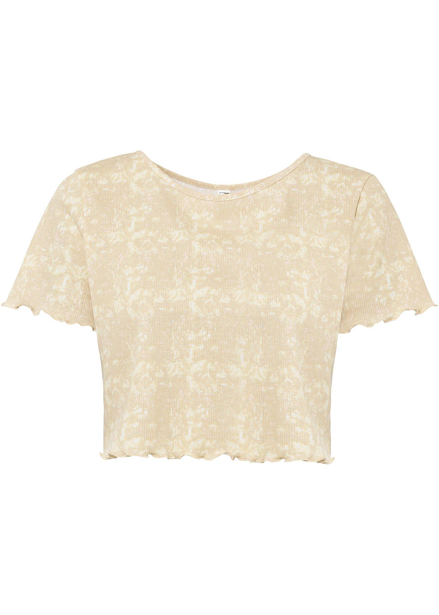 T-shirt côtelé batik raccourci en coton bio