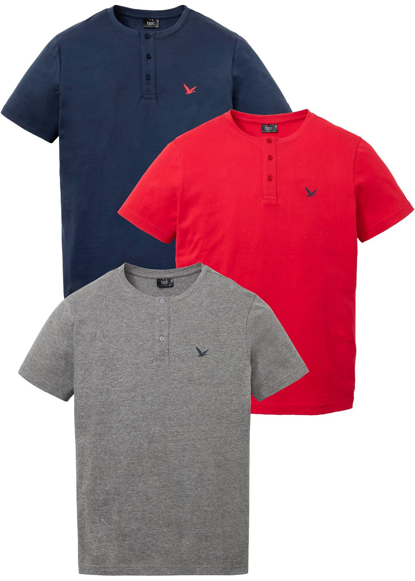 Lot de 3 T-shirts col Henley en coton bio