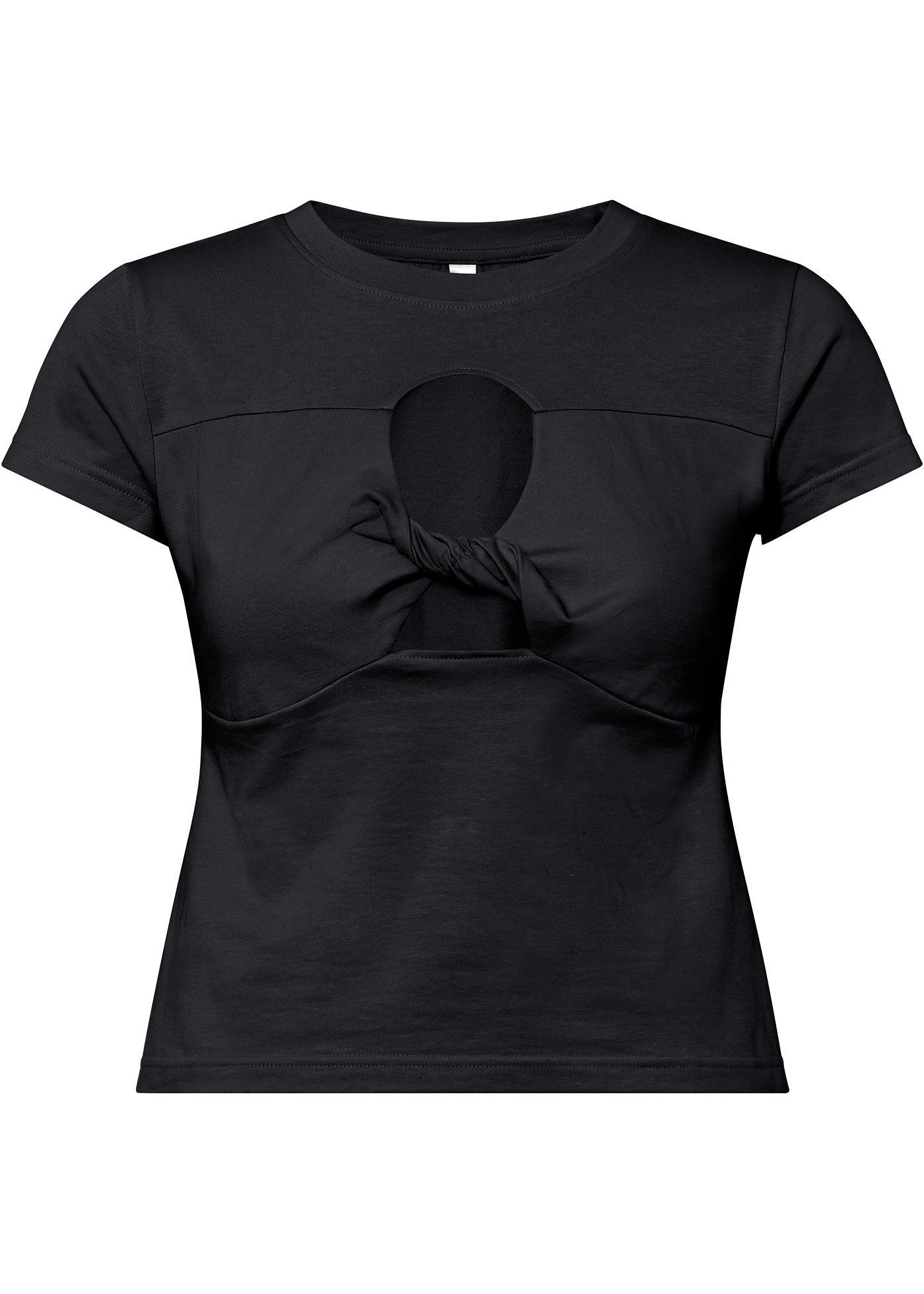 T-shirt raccourci avec découpes en coton bio