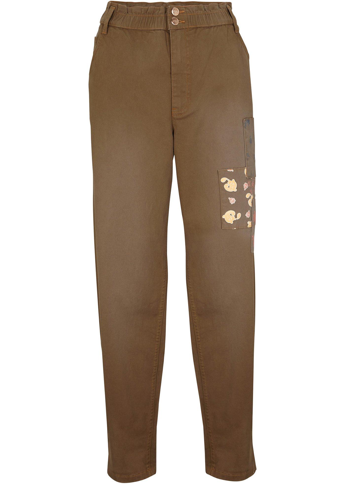 Pantalon en twill avec patches et taille confortable, Mom-Fit