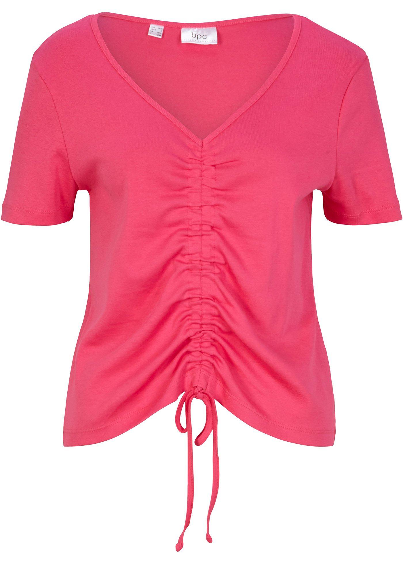 T-shirt côtelé avec fronces