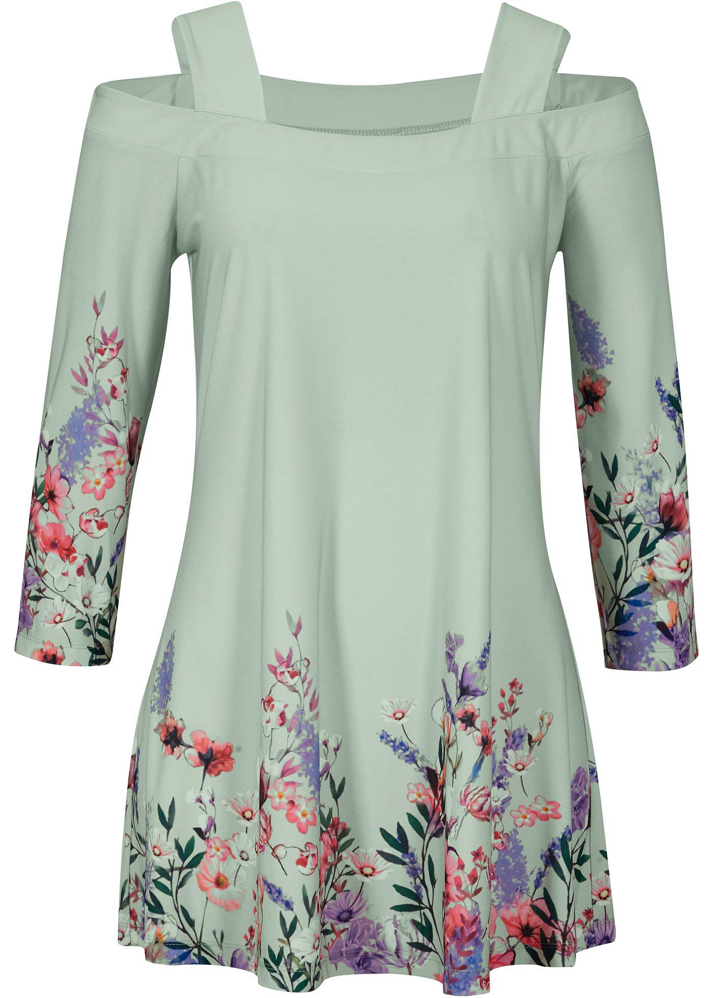 T-shirt à épaules dénudées et imprimé floral