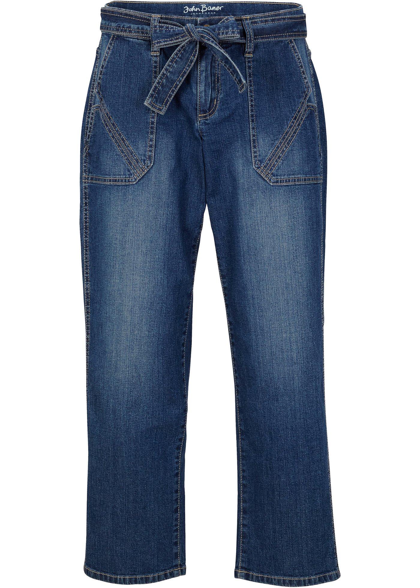 Jean extensible 7/8 avec ceinture, Wide