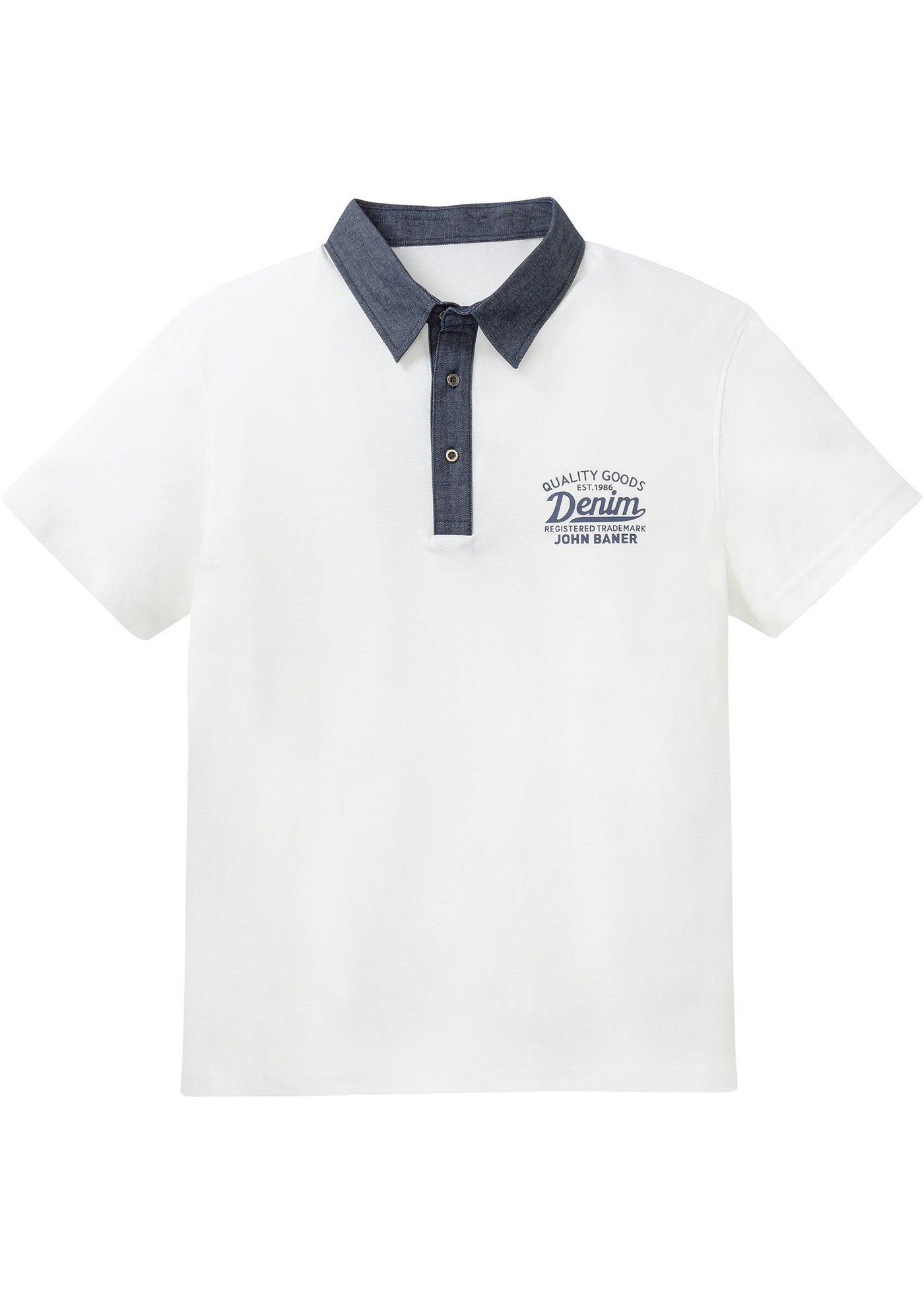 Polo avec col en jean, manches courtes