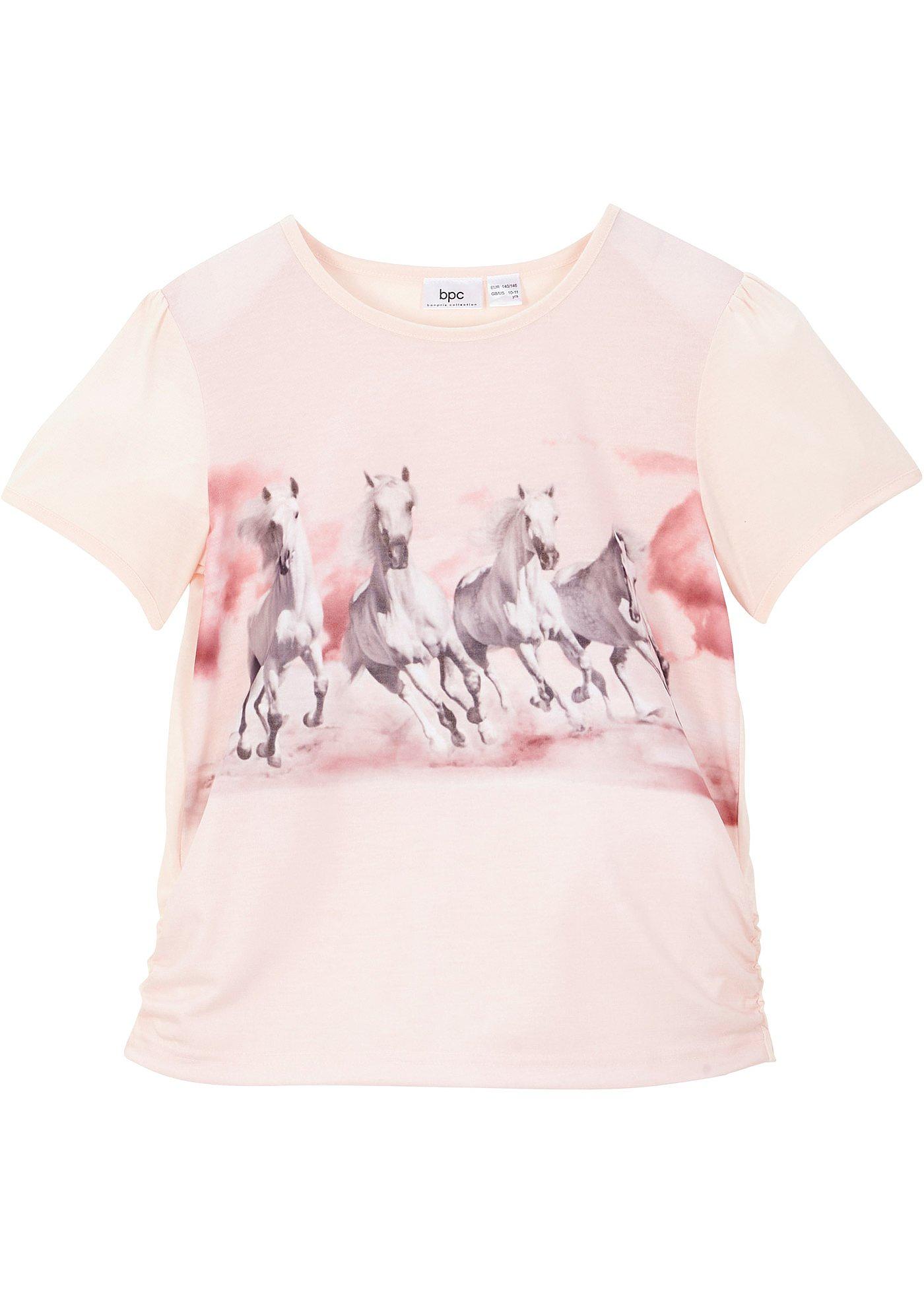 T-shirt fille avec imprimé photo cheval