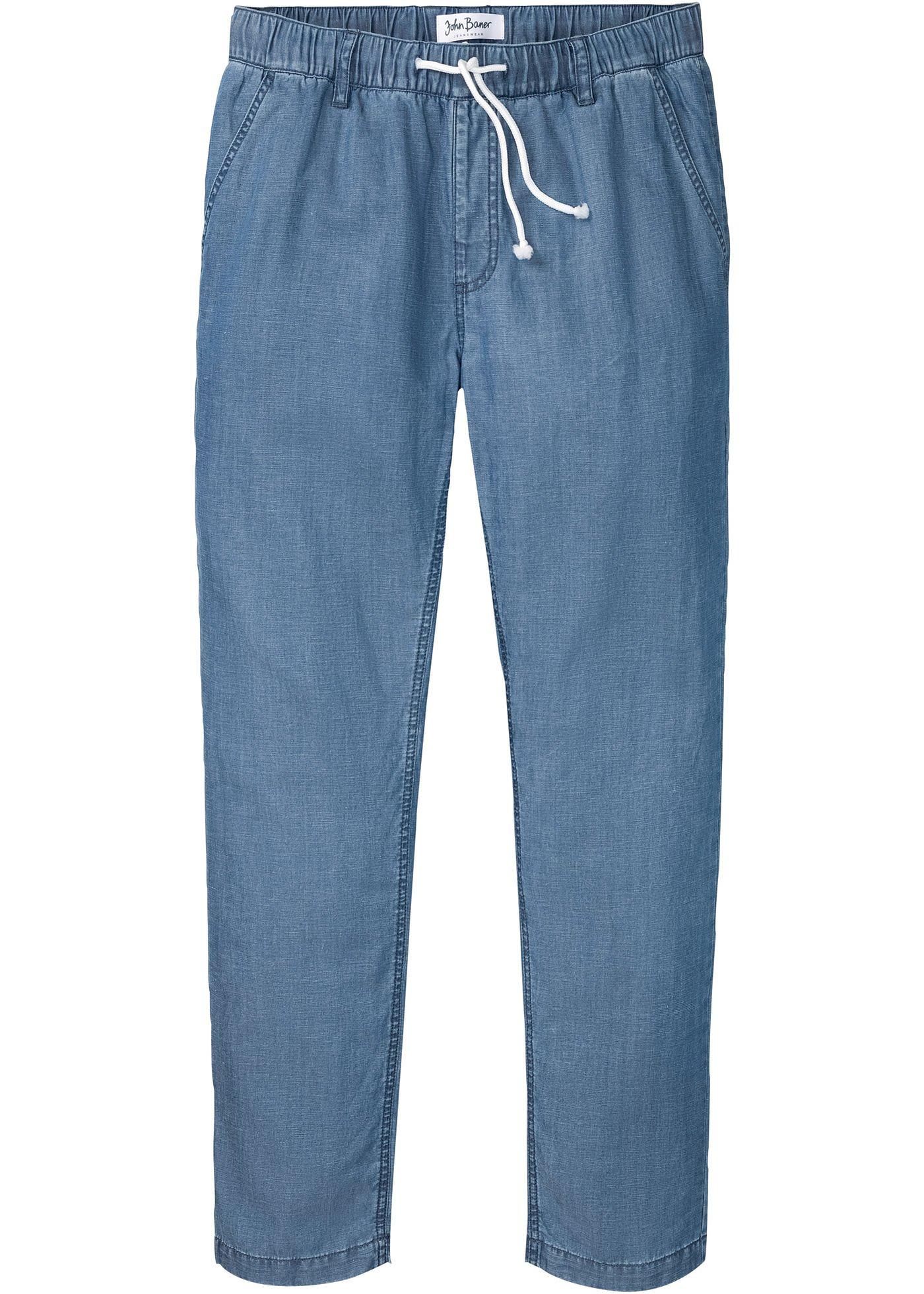 Jean taille extensible Loose Fit avec TENCEL™ et lin, Tapered