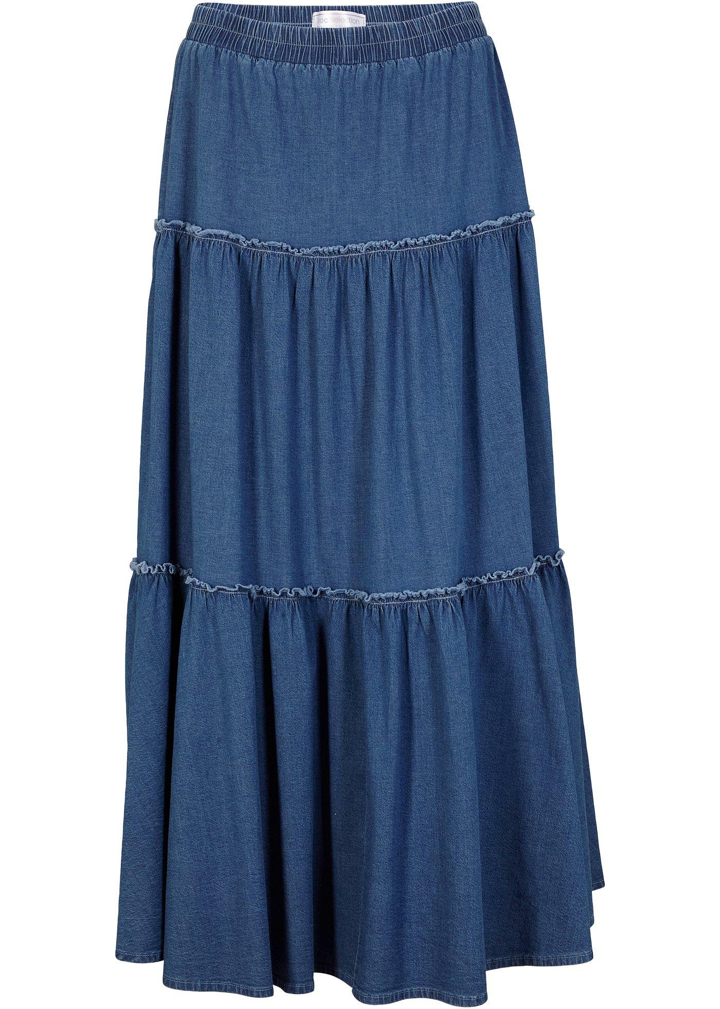 Image de Jupe étagée en denim léger