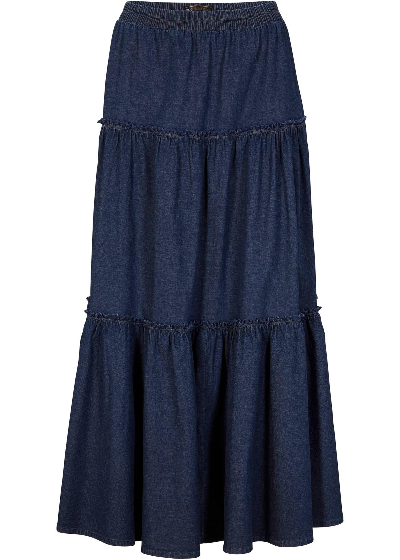 Jupe étagée en denim léger