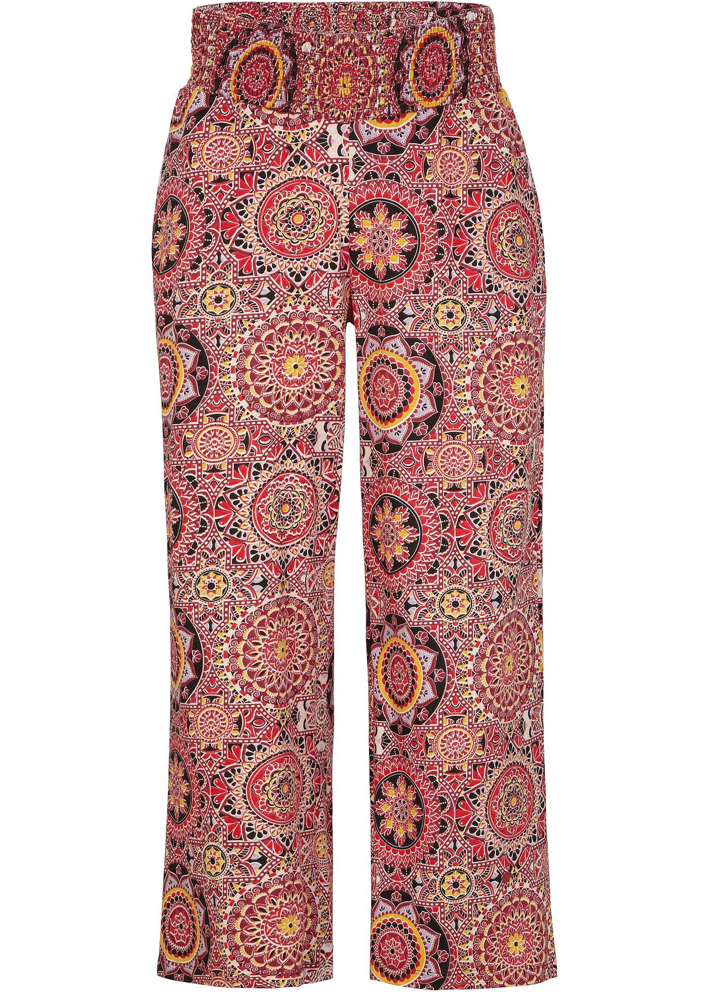 Jupe-culotte en jersey ample avec large smock à la taille, longueur 7/8