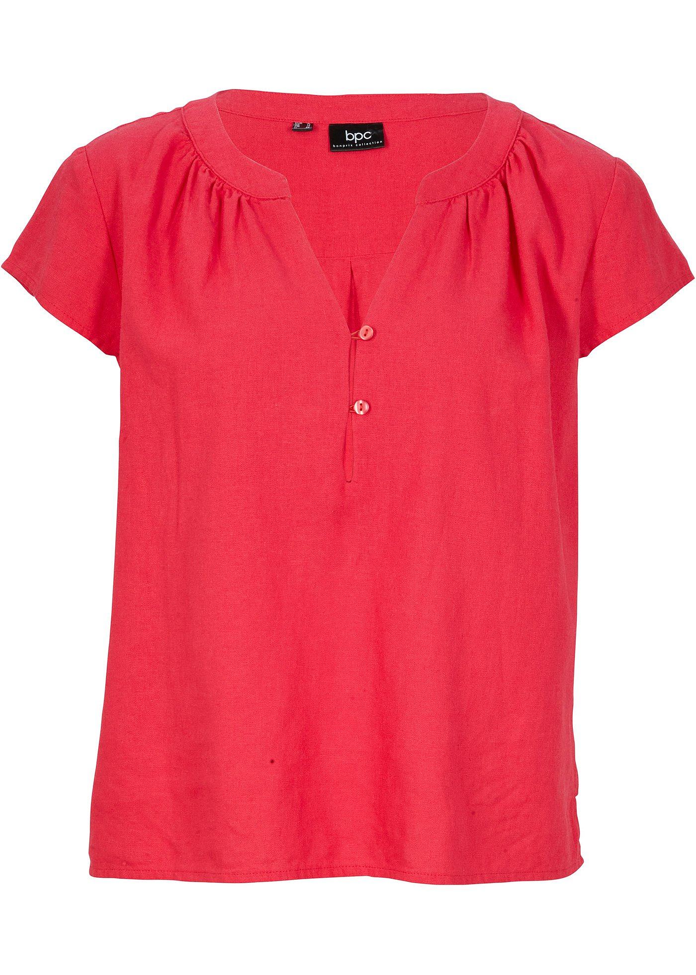 Image de Blouse mélangée lin, mi-manches