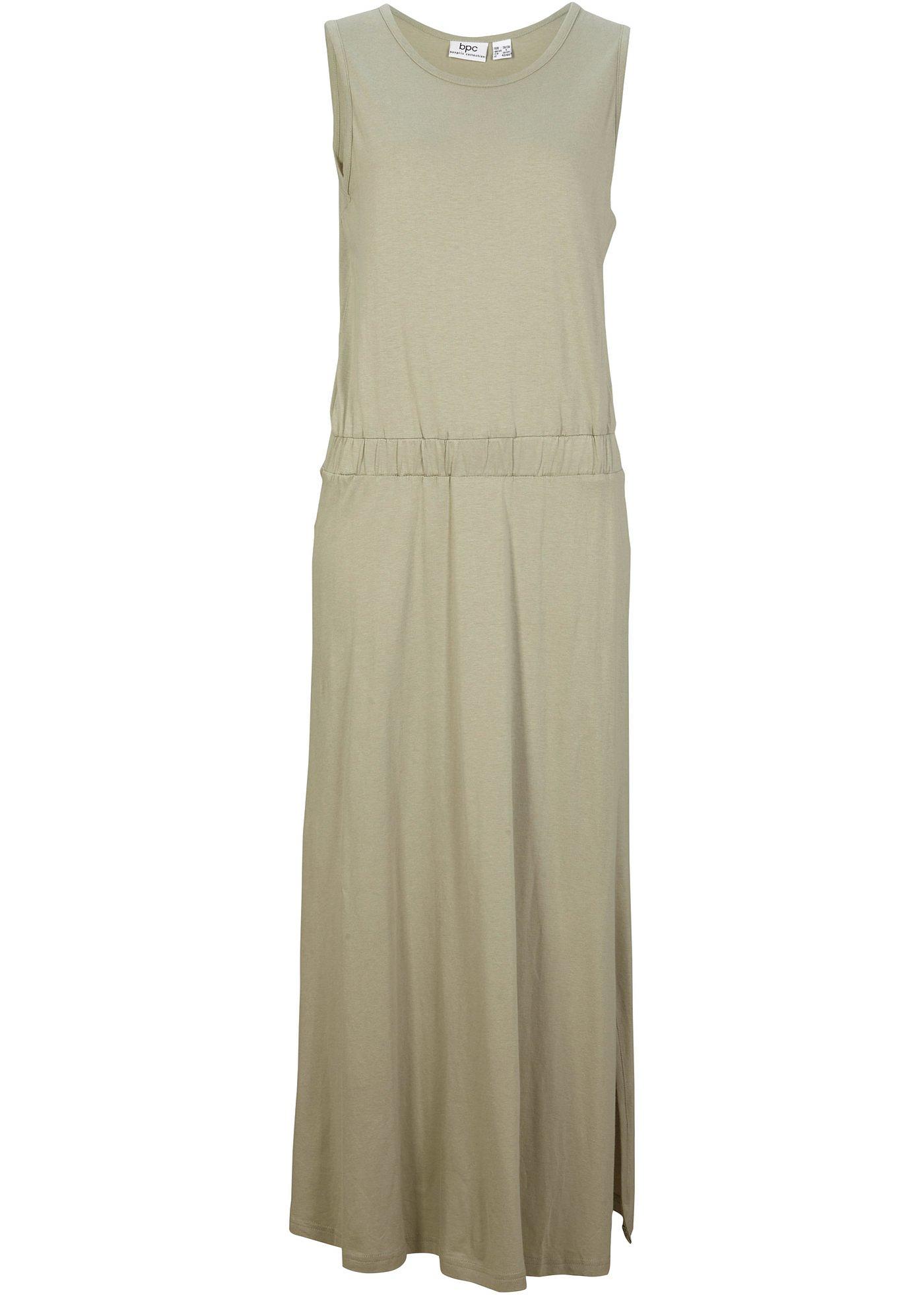 Robe longue en matière jersey avec fente