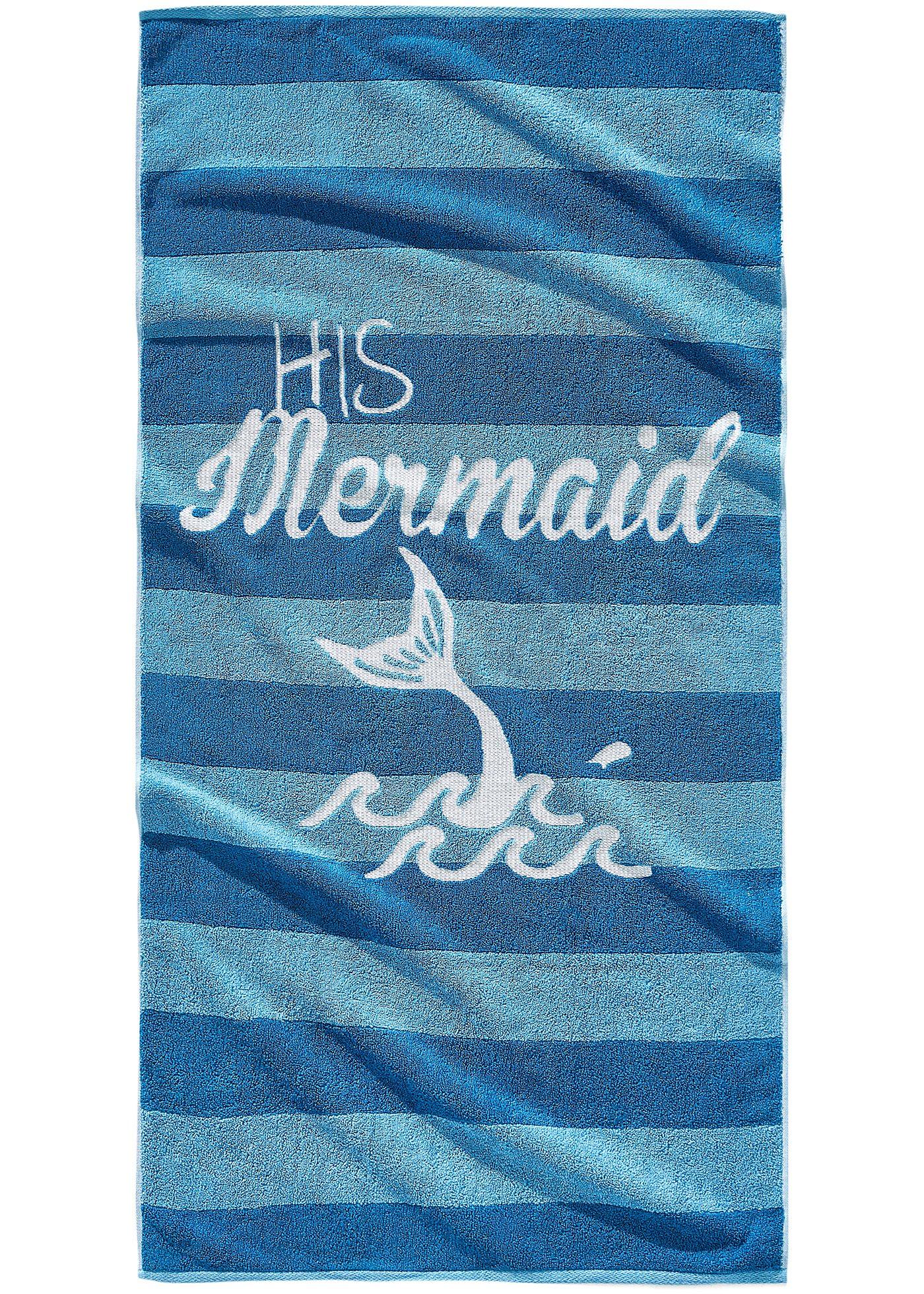 Serviette de plage à rayures bleues