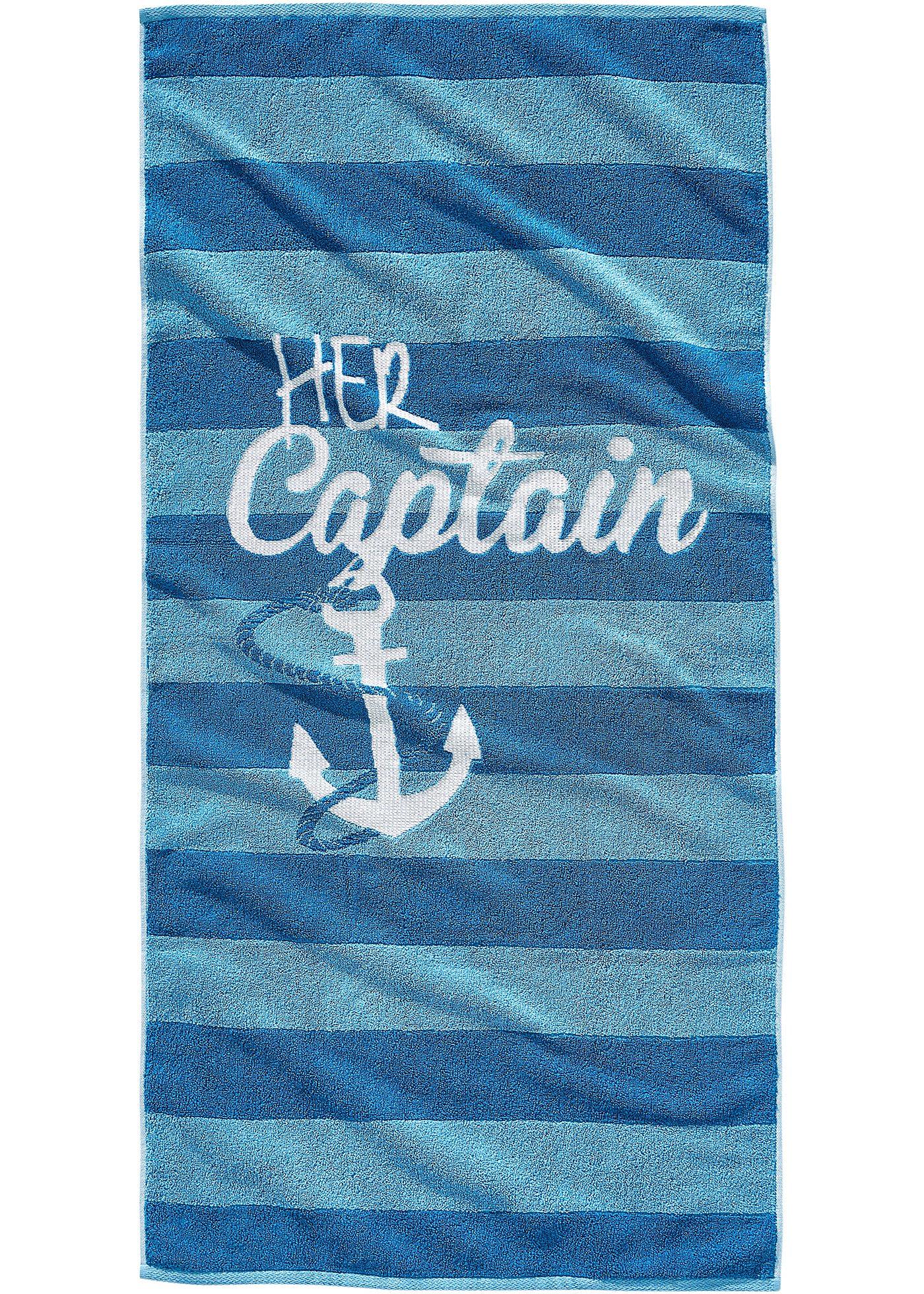 Serviette de plage à rayures bleues