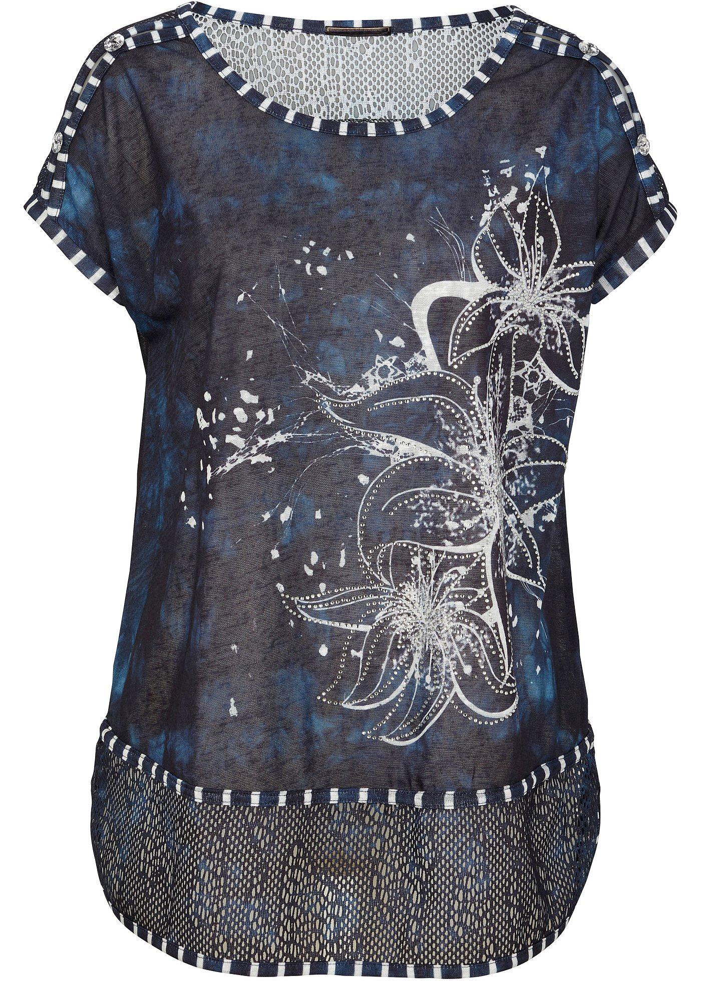 T-shirt imprimé batik avec petites pierres