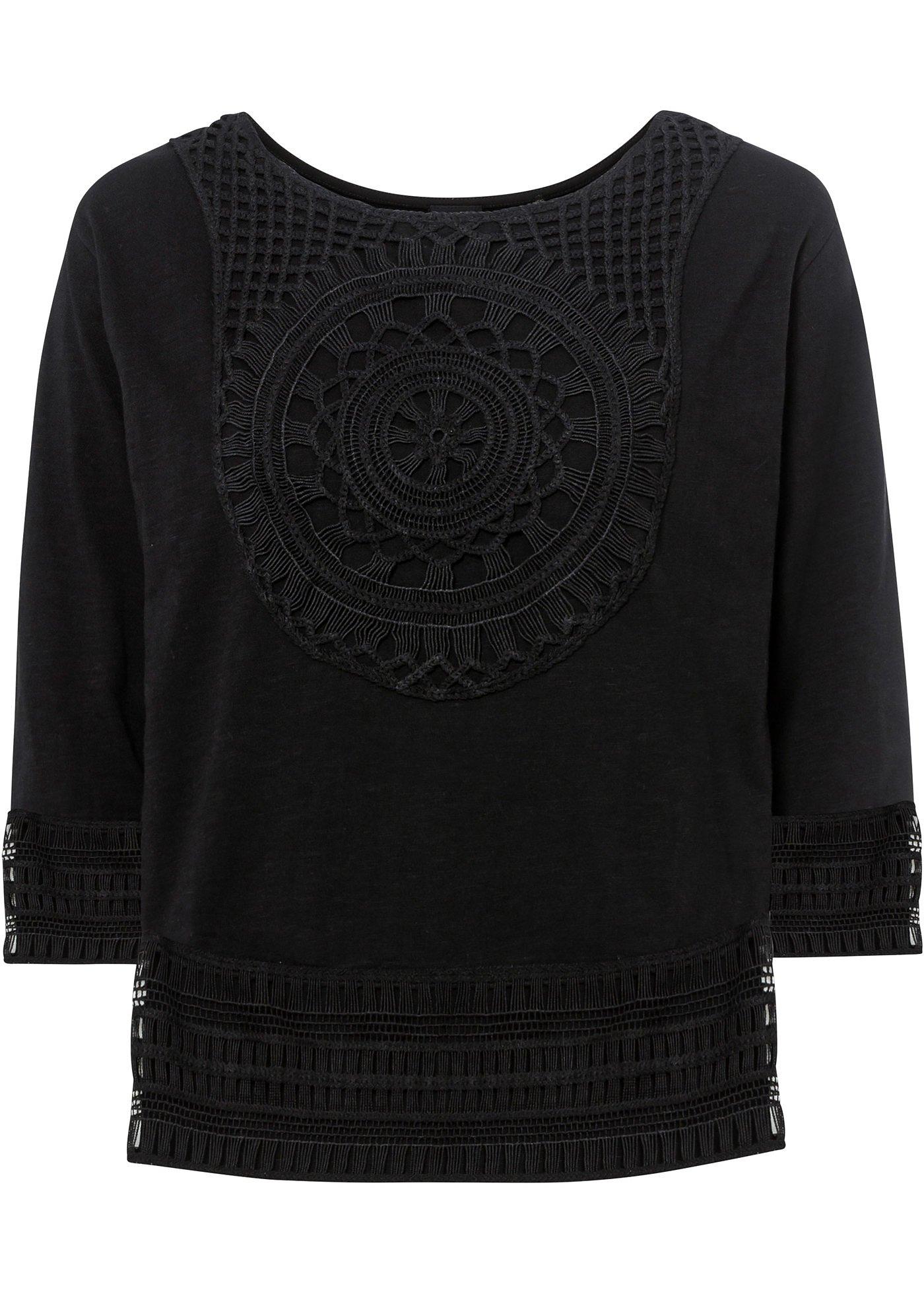 T-shirt tunique à dentelle crochet