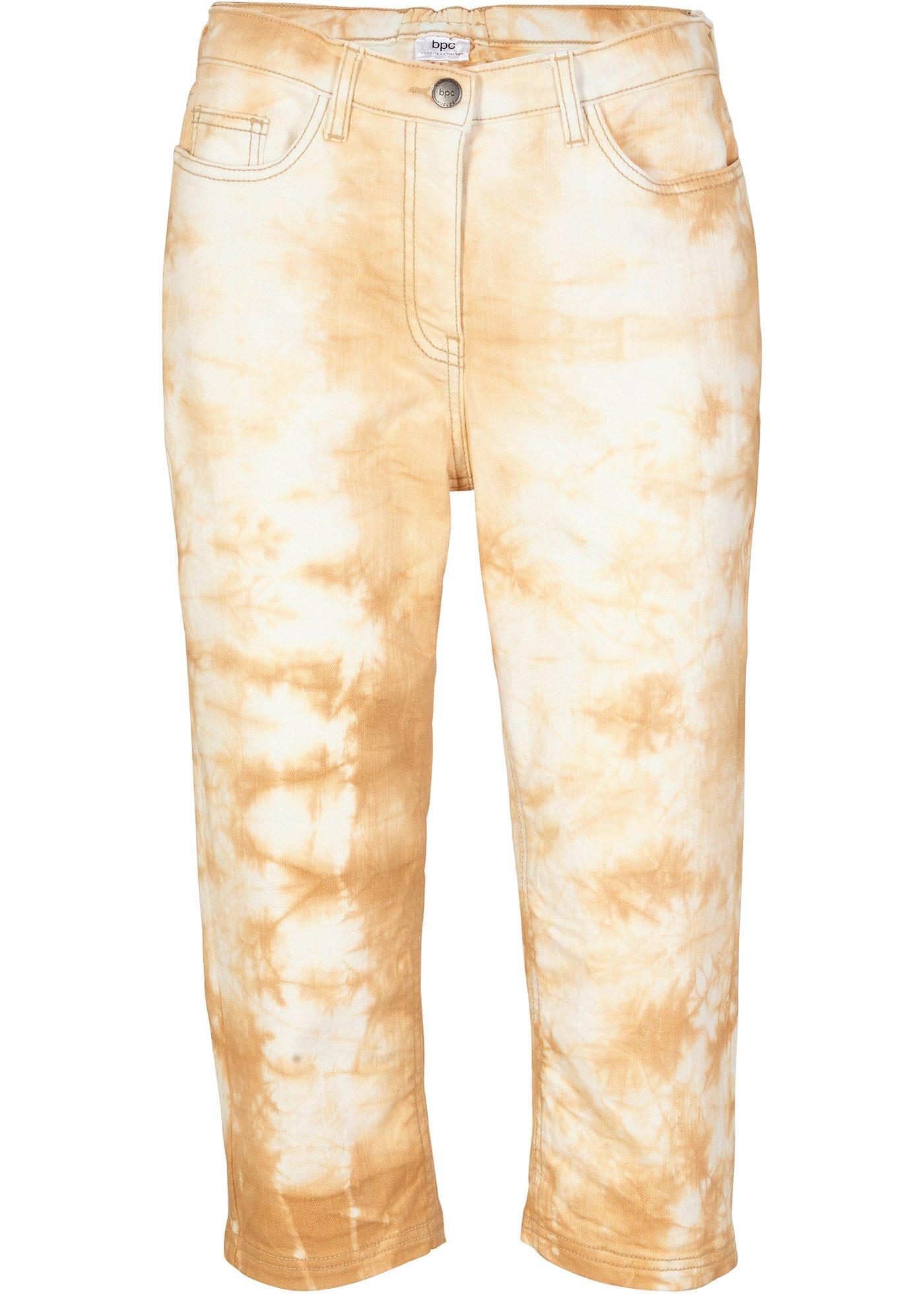 Pantalon corsaire en twill coton à imprimé batik avec taille confortable