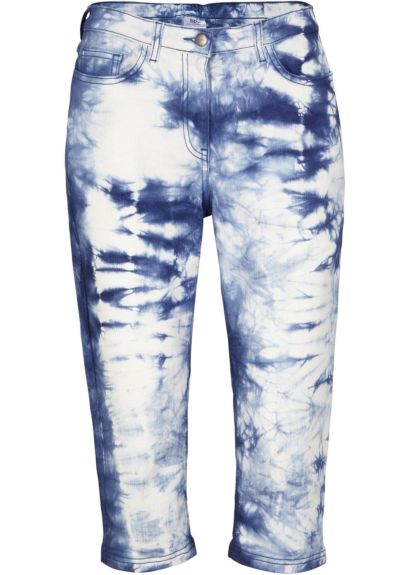 Pantalon corsaire en twill coton à imprimé batik avec taille confortable