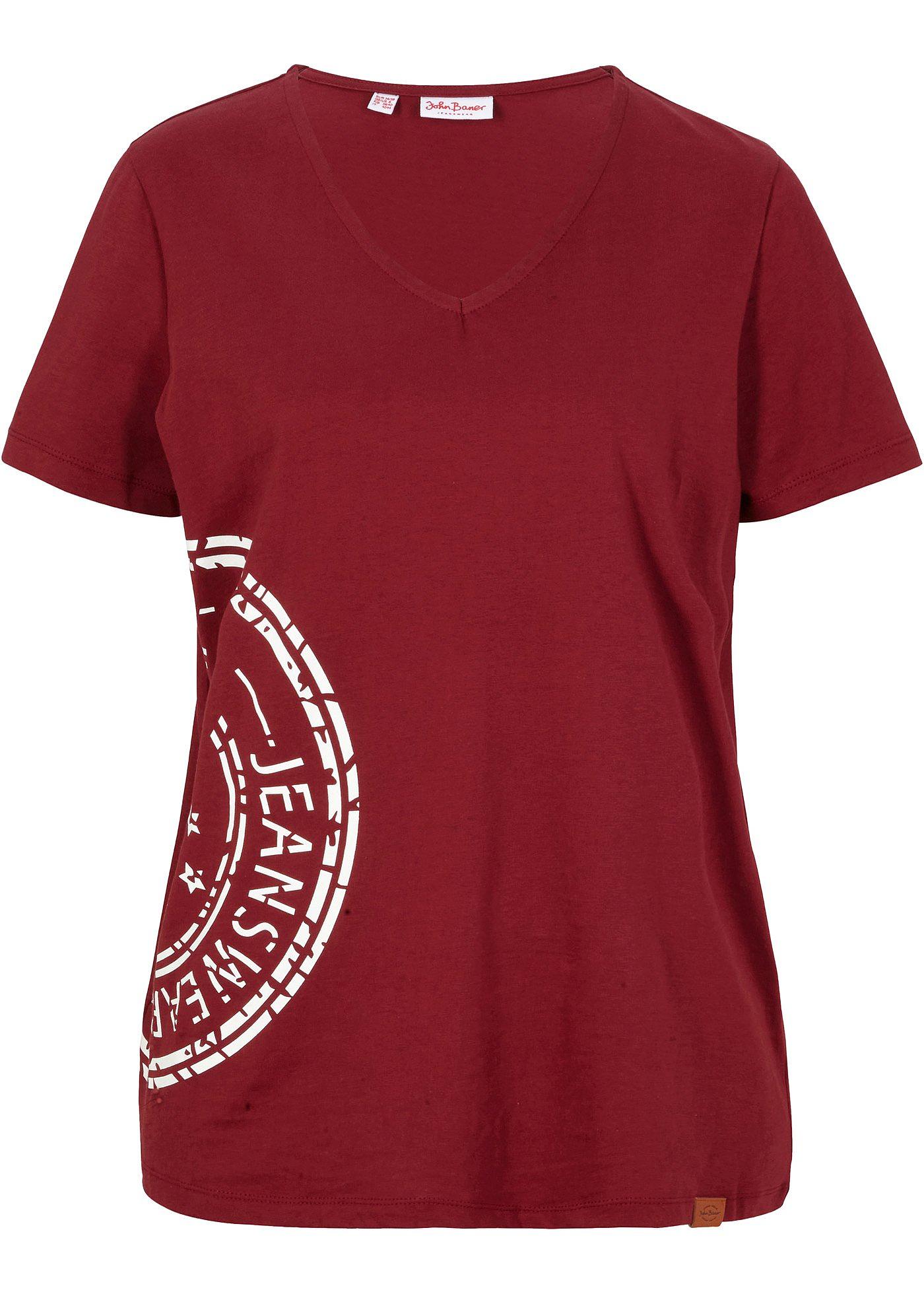 T-shirt à col V, imprimé