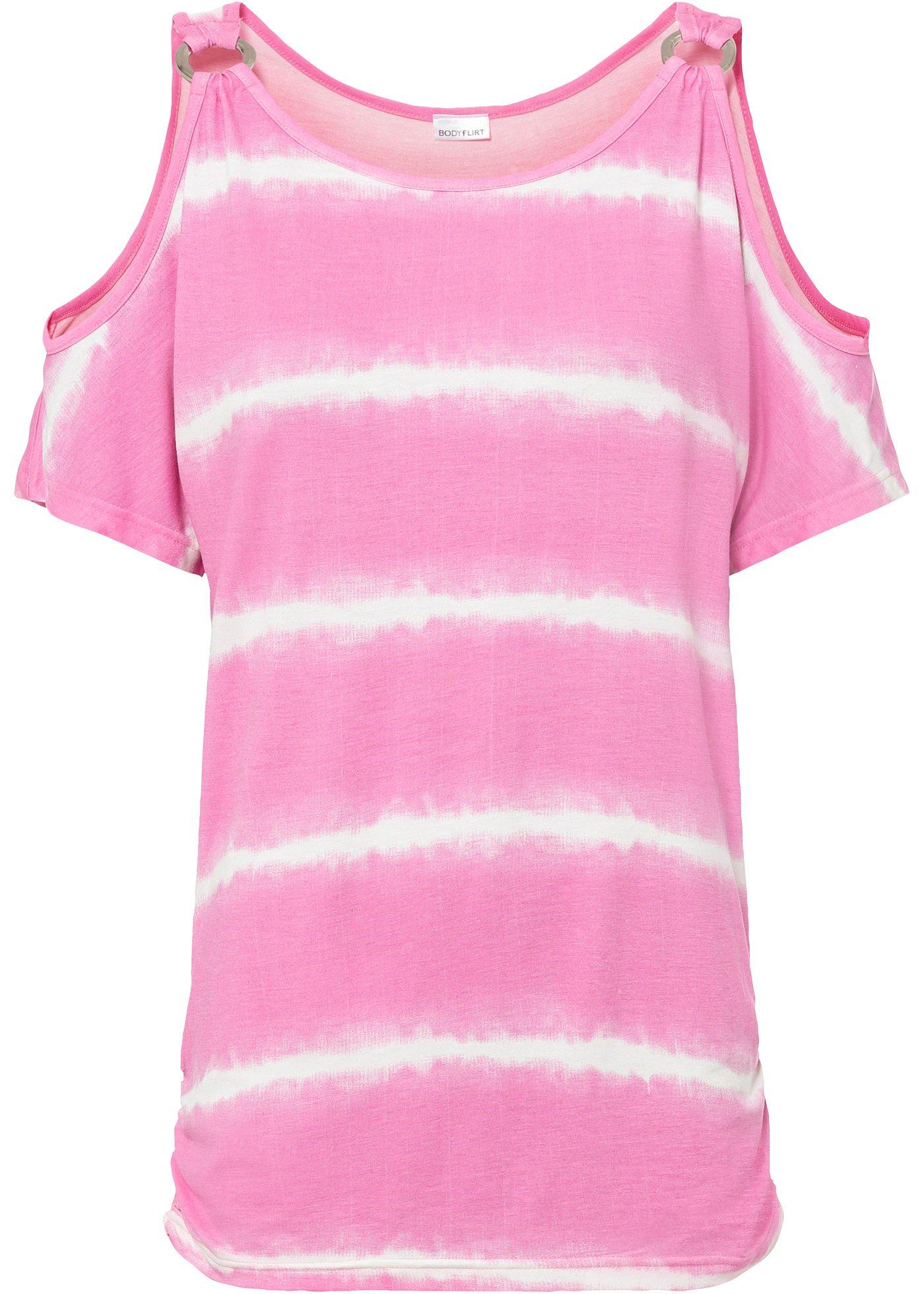 T-shirt épaules dégagées imprimé batik