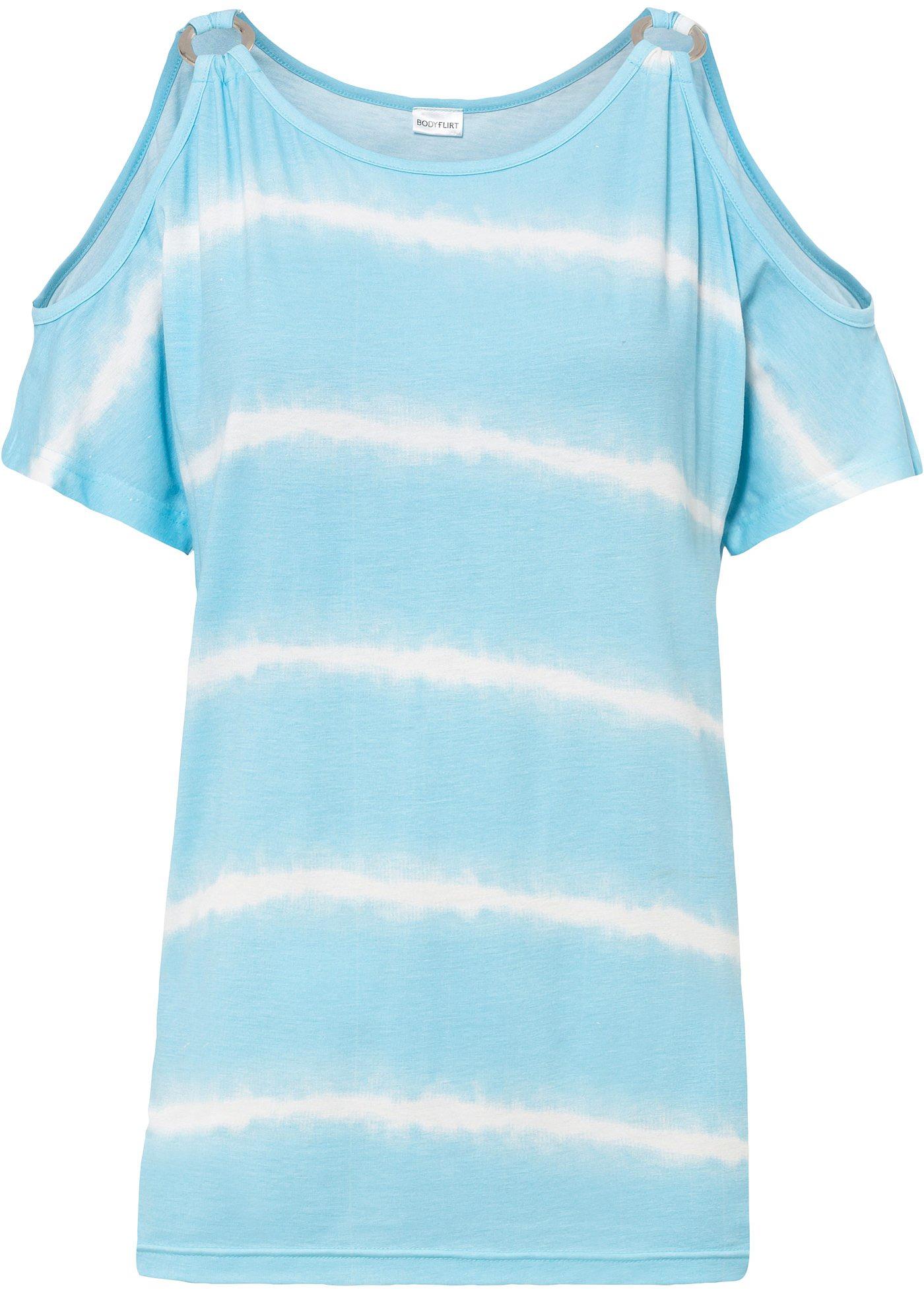 T-shirt épaules dégagées imprimé batik