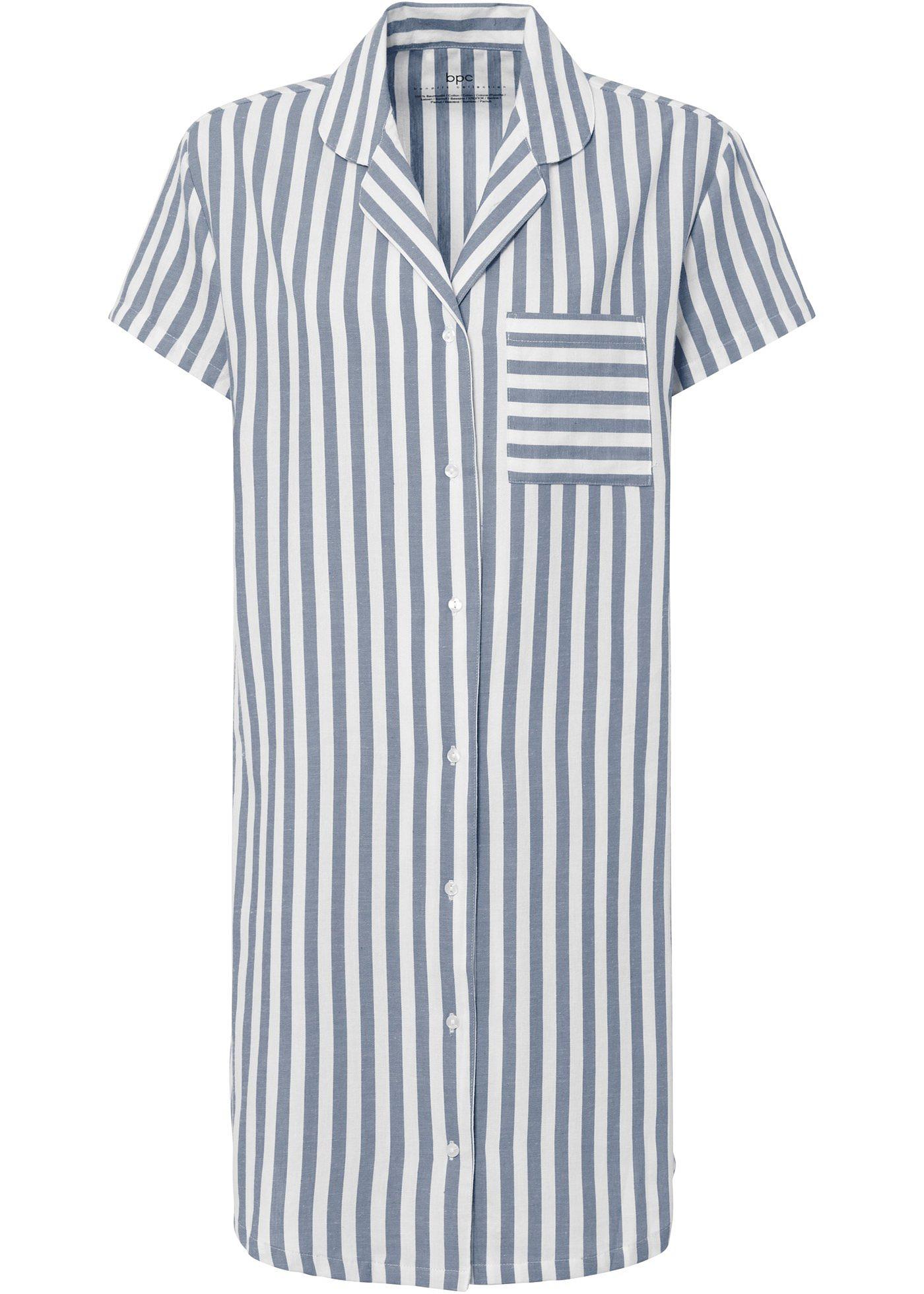 Chemise de nuit tissée avec patte de boutons