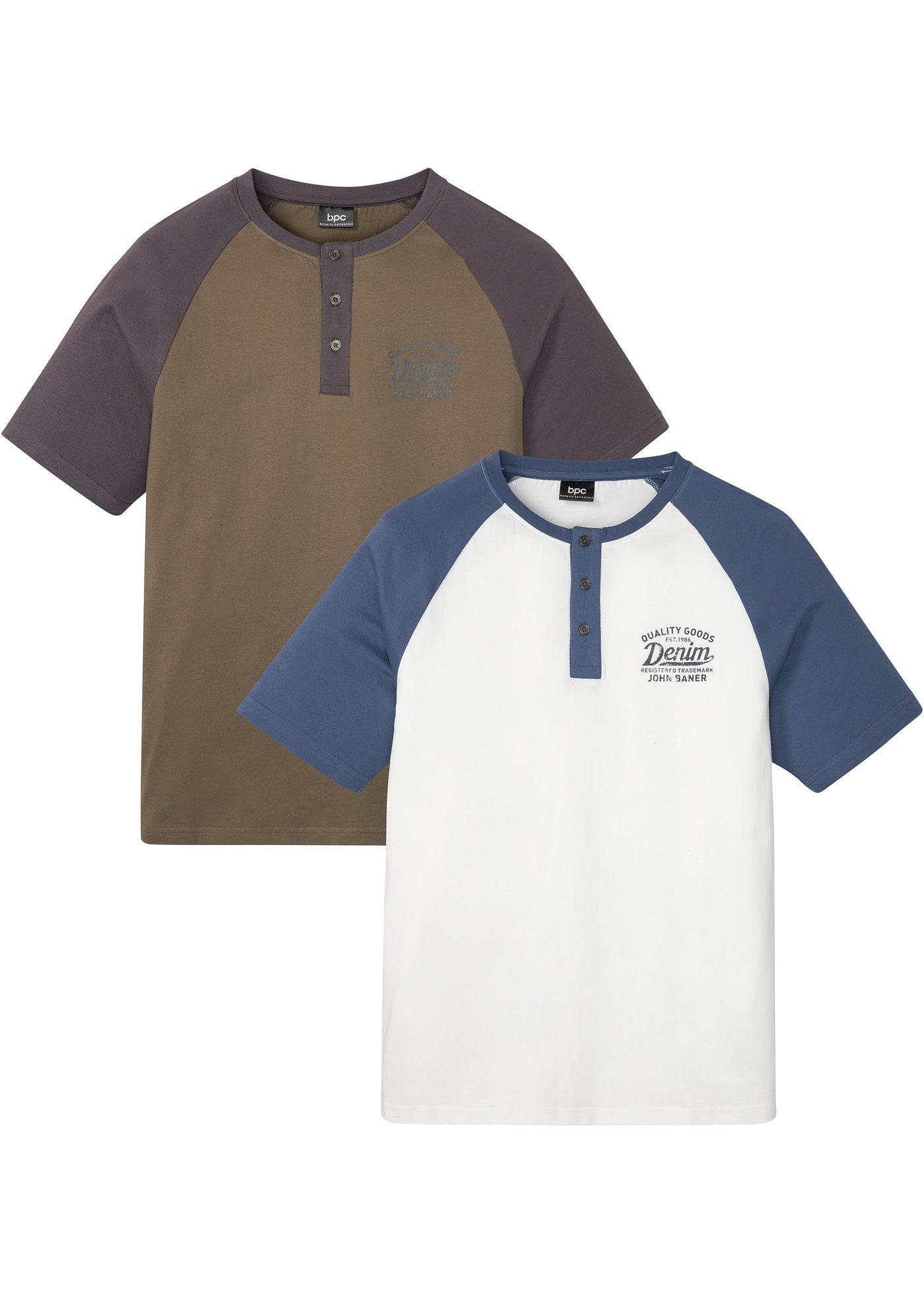 T-shirt col henley à manches raglan (Lot de 2)