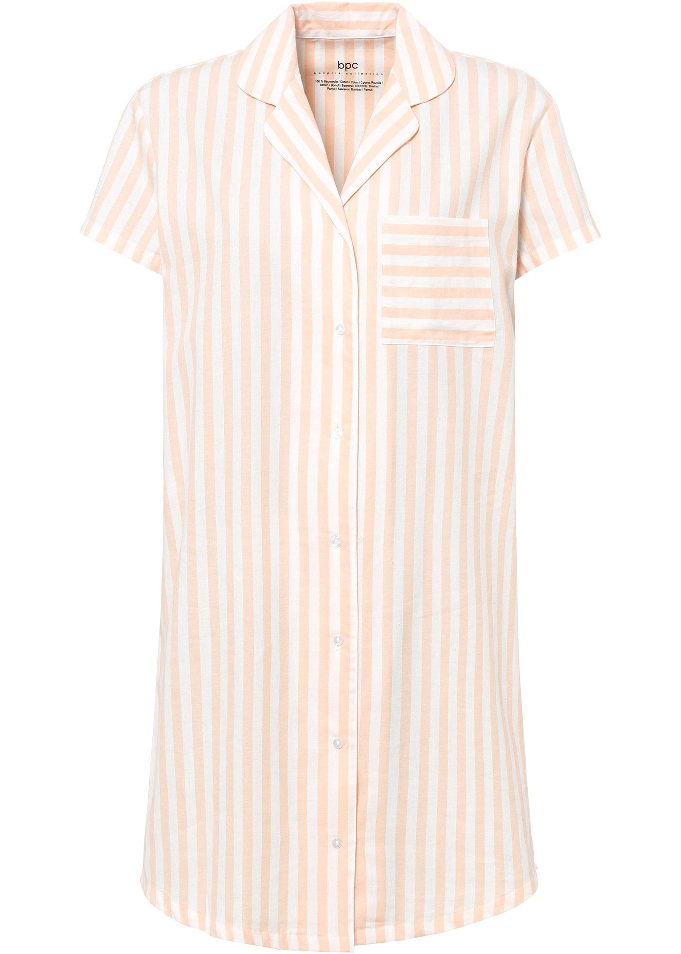 Chemise de nuit tissée avec patte de boutons