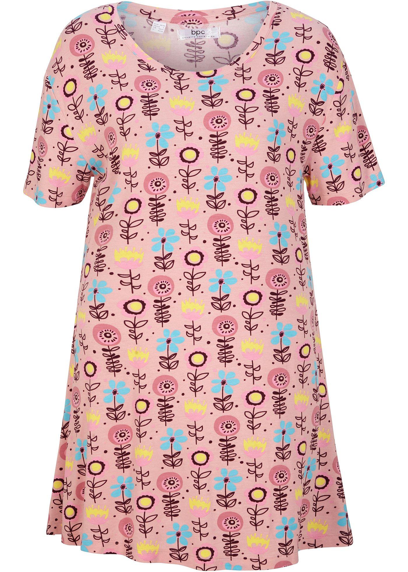 T-shirt tunique imprimé forme évasée manches courtes