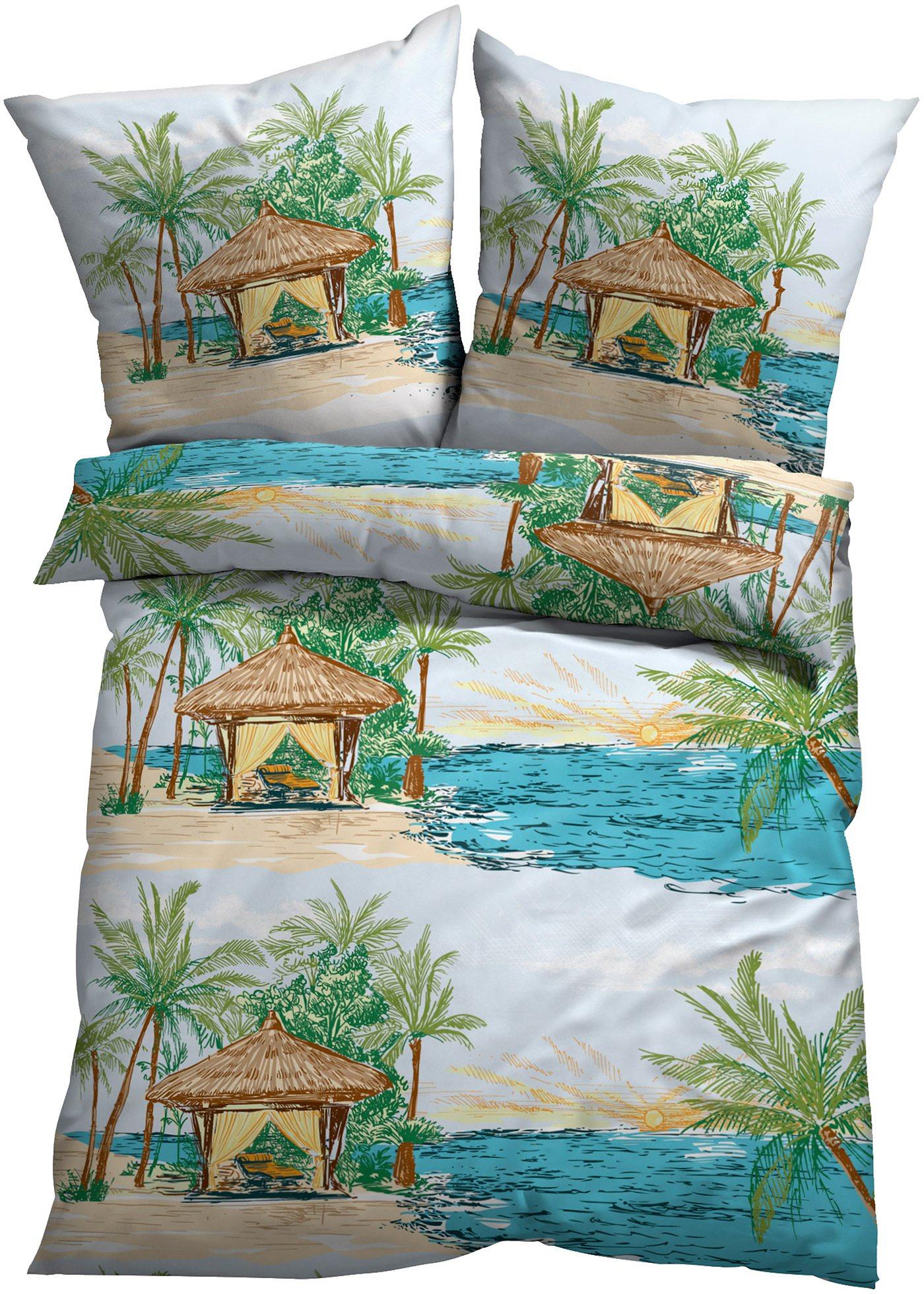 Parure de lit avec maison bord de mer