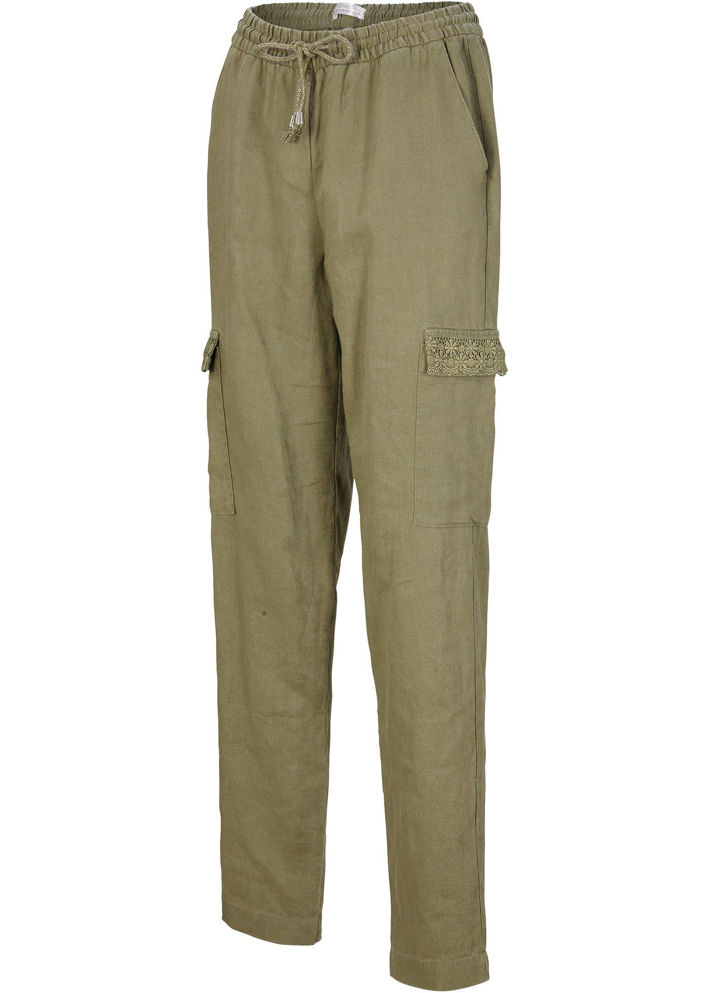 Pantalon à taille extensible en lin majoritaire