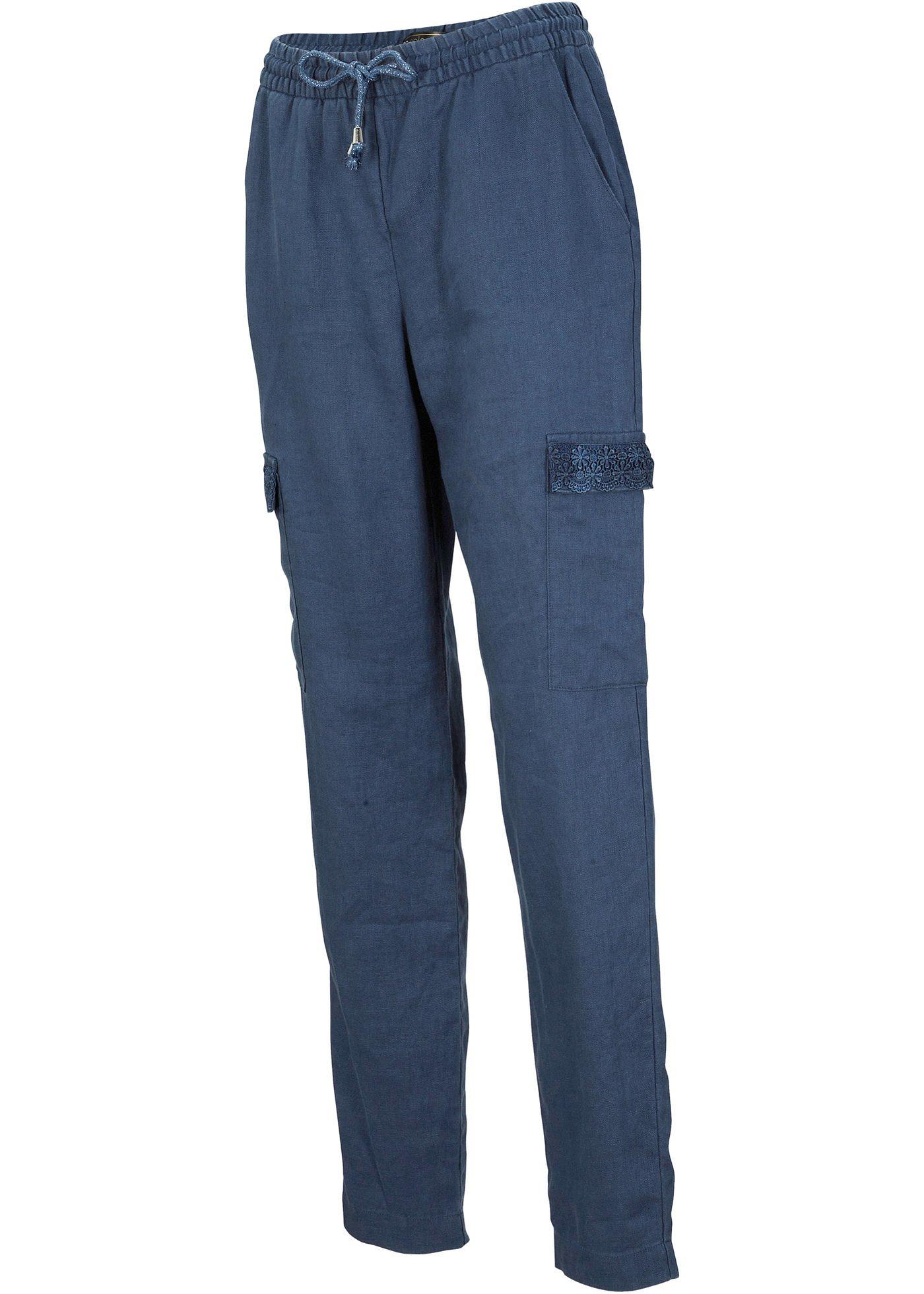 Pantalon à taille extensible en lin majoritaire