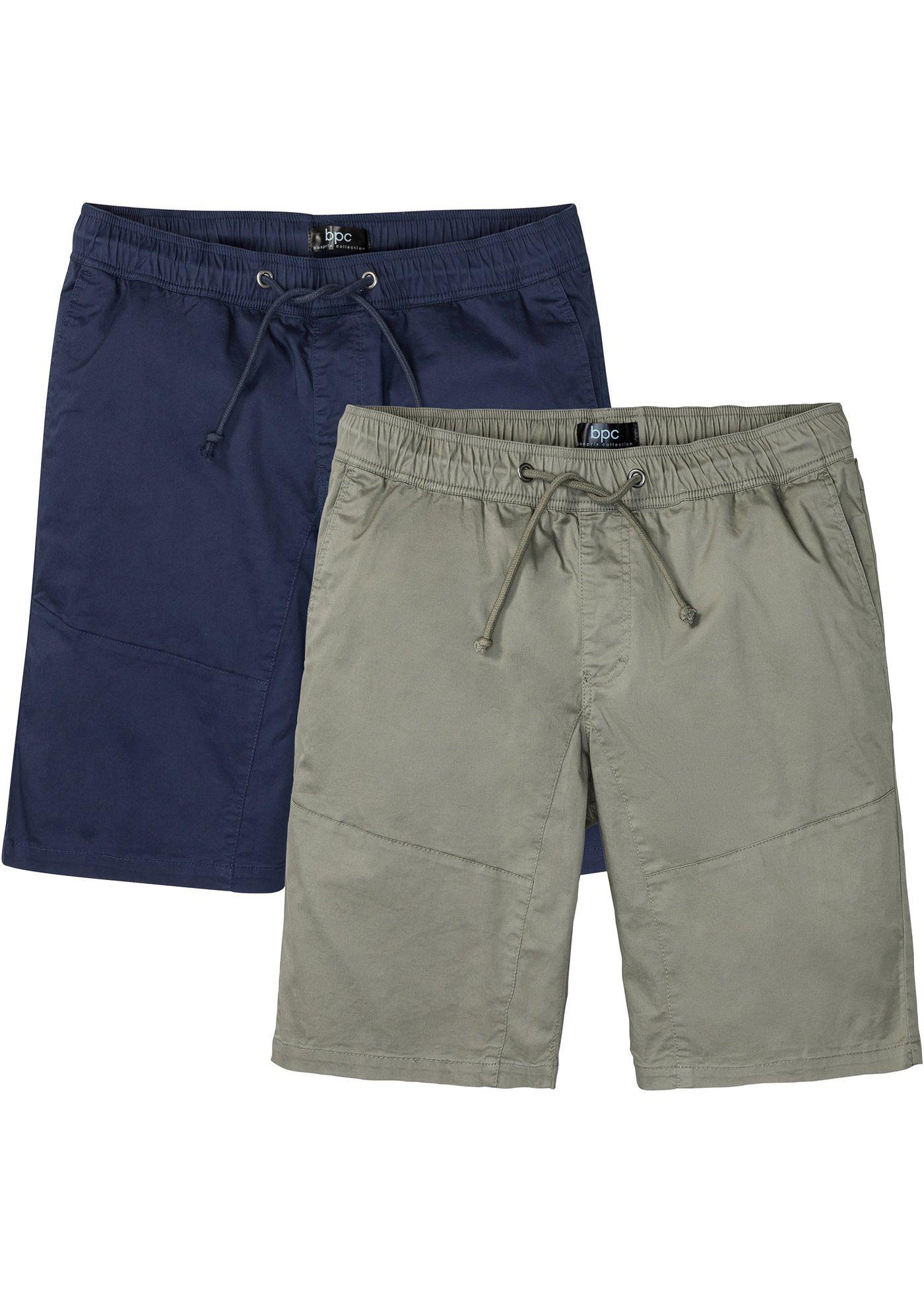 Lot de 2 bermudas extensibles avec tour de taille élastiqué, Regular Fit