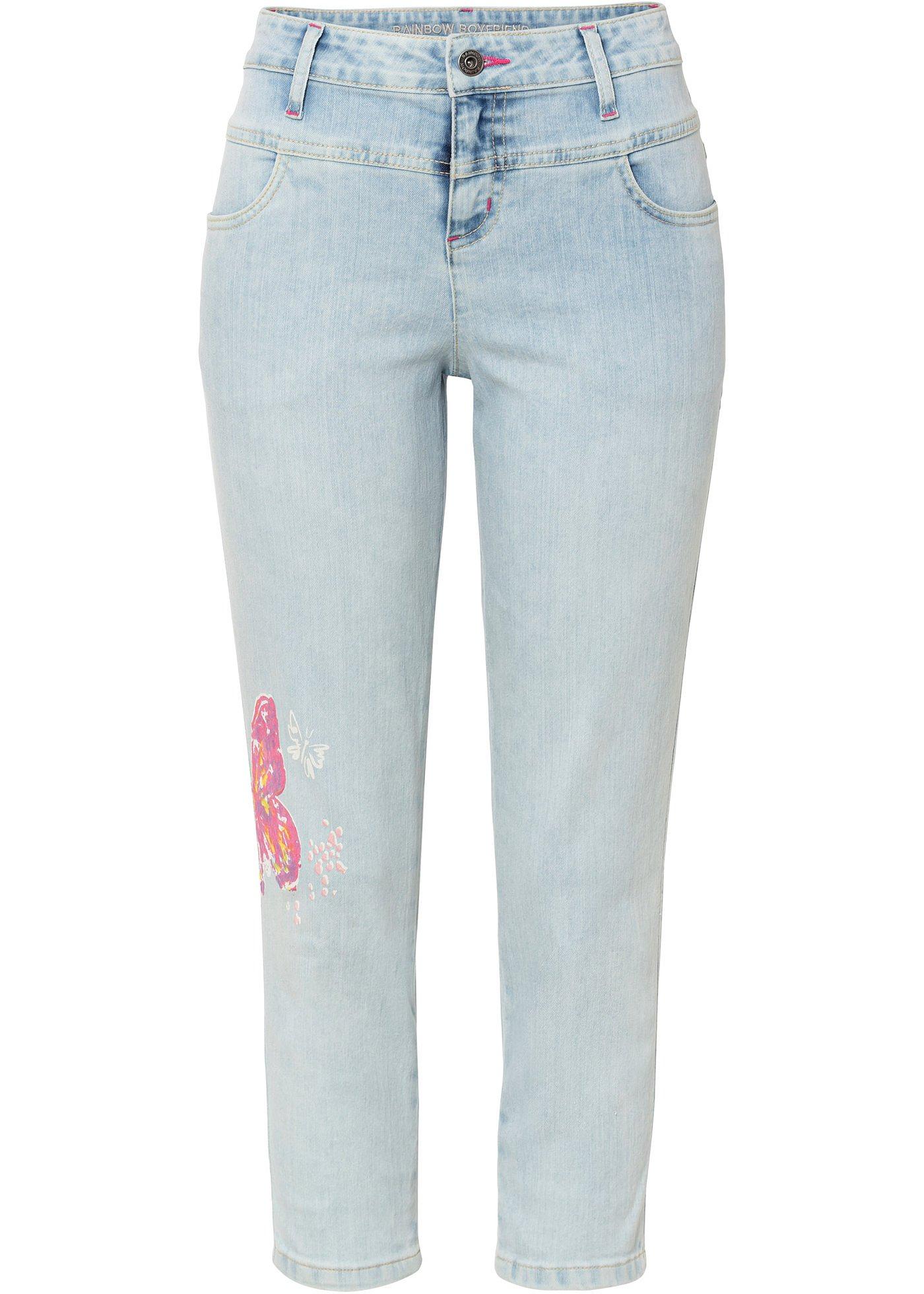 Image de Jean boyfriend 7/8 avec motif papillon