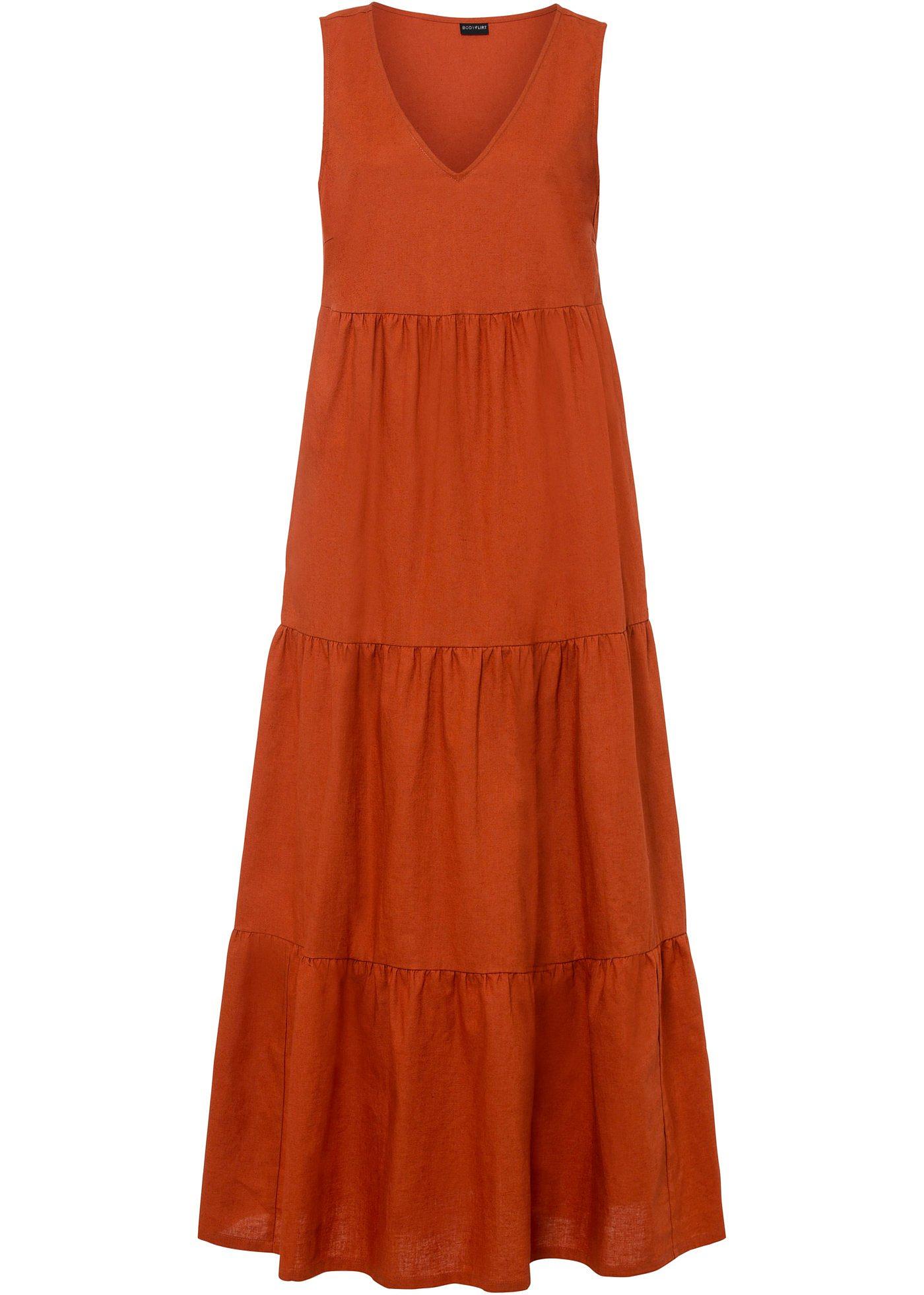 Robe longue mélangée lin/coton