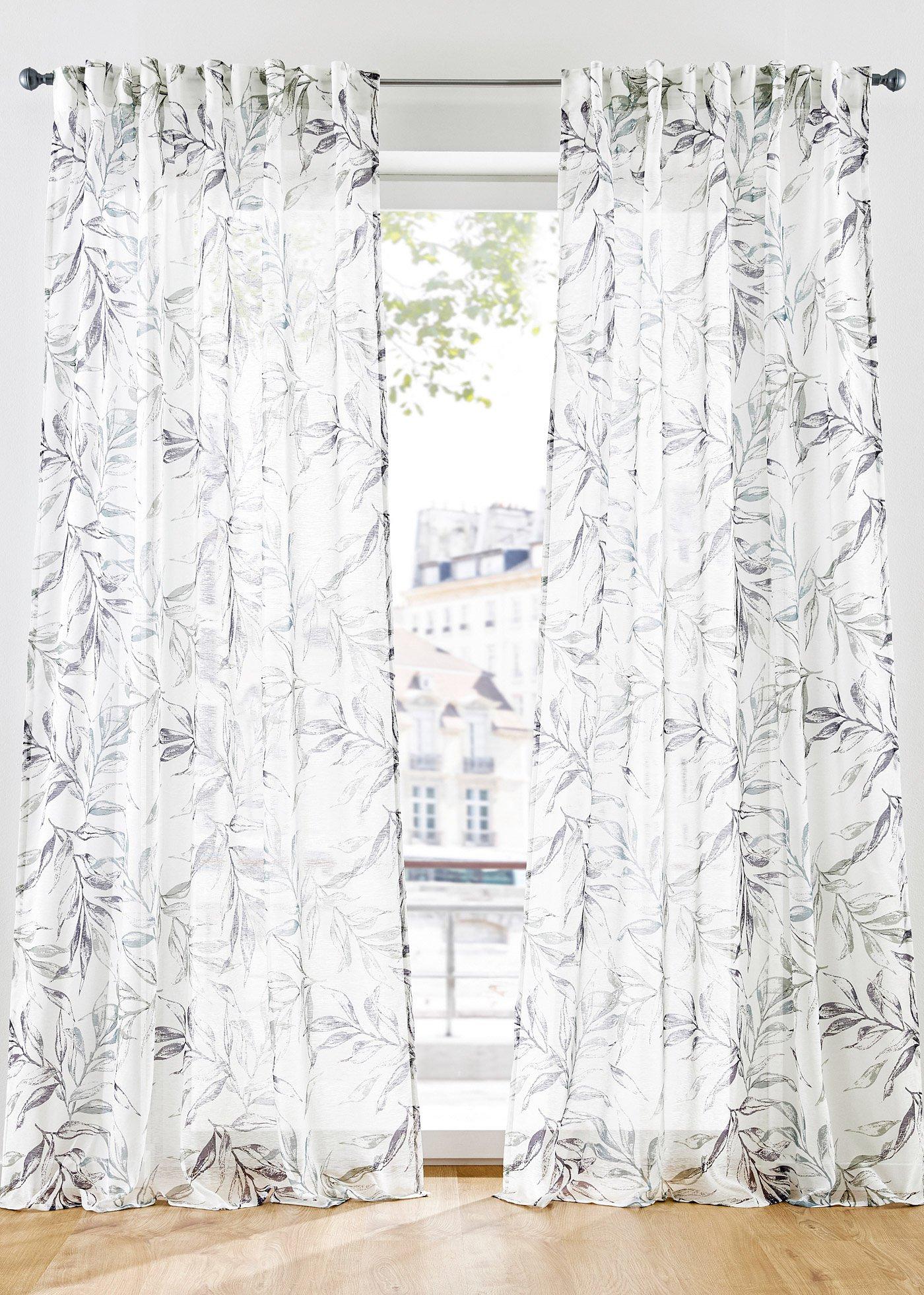 Voilage microfibre imprimé feuillage (1 pce.)