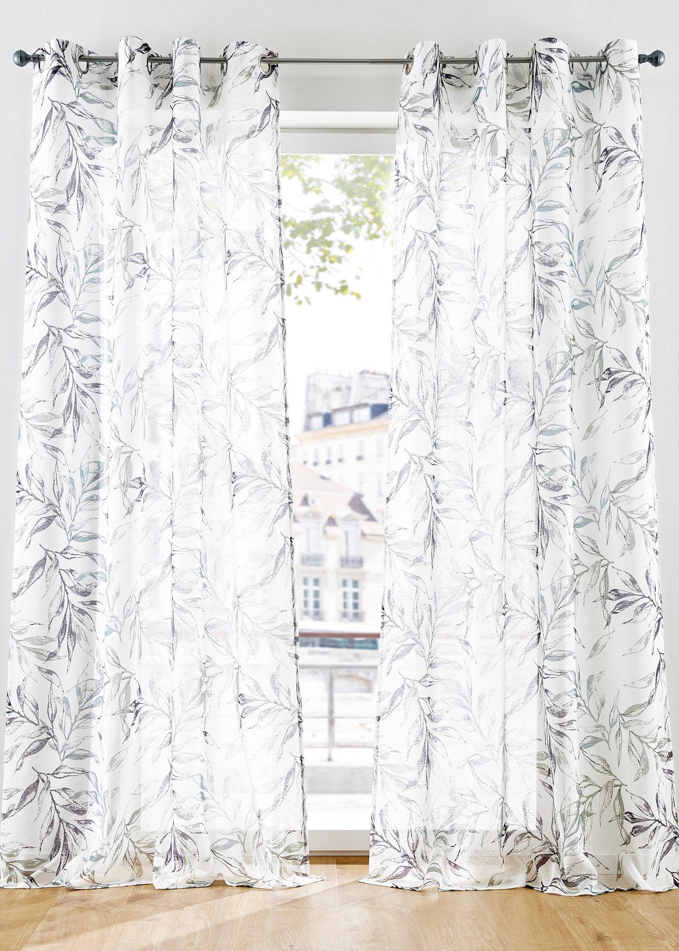 Voilage microfibre imprimé feuillage (1 pce.)