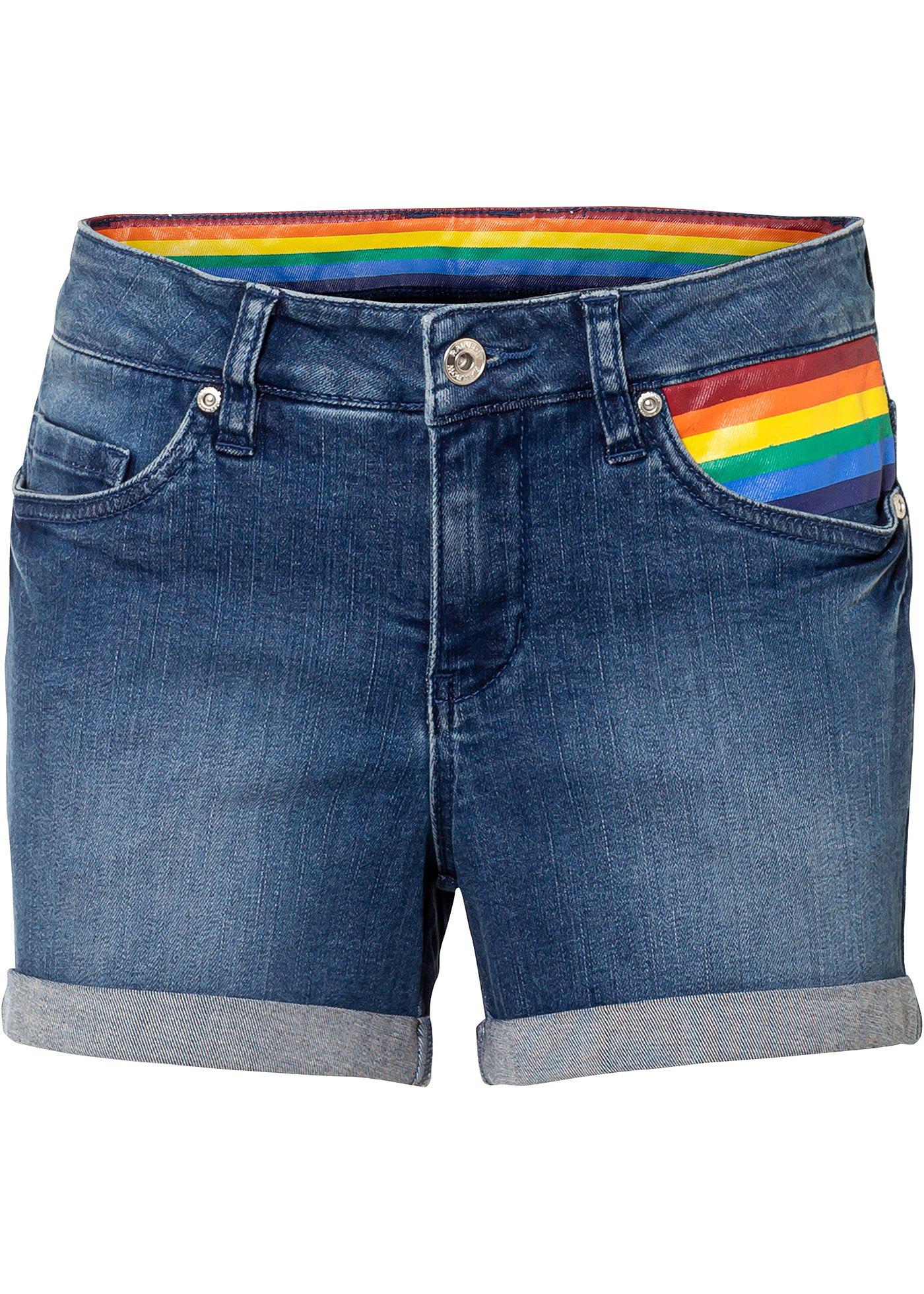 Short en jean Pride avec détail drapeau