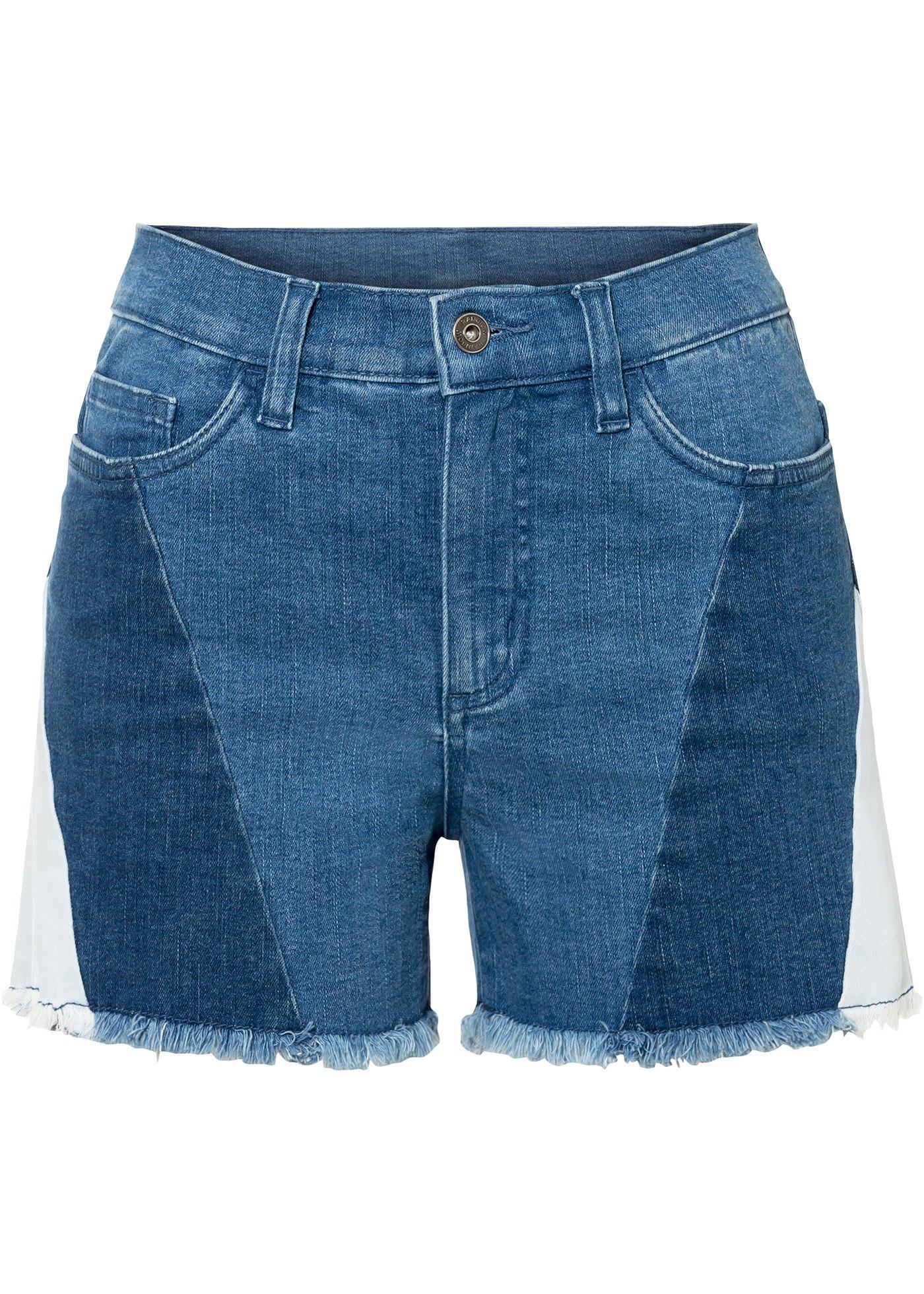 Short en jean style patchwork